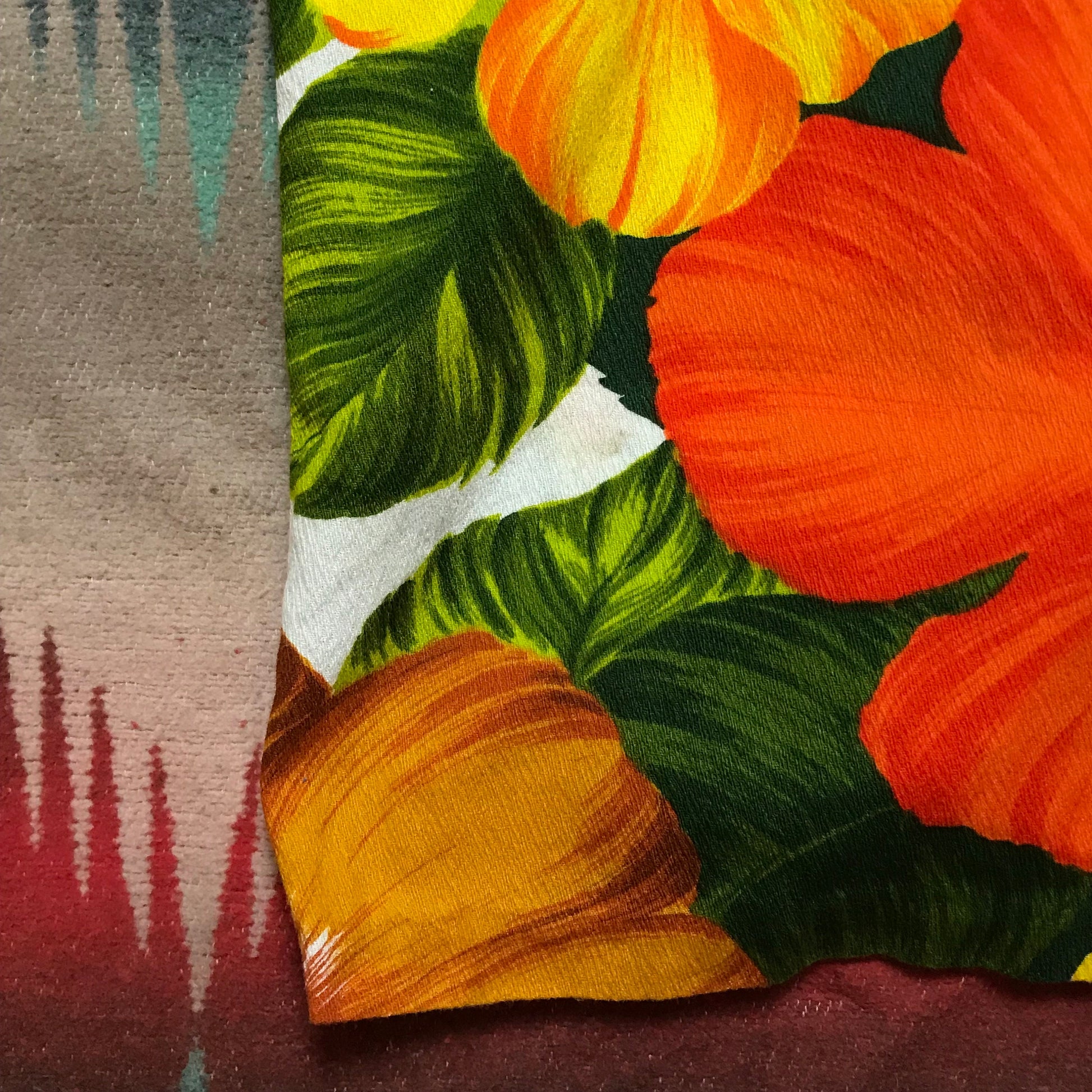 1970s Pacific Isle Creations of Hawaii Loop Collar Bark Cloth Hawaiian Shirt Size L