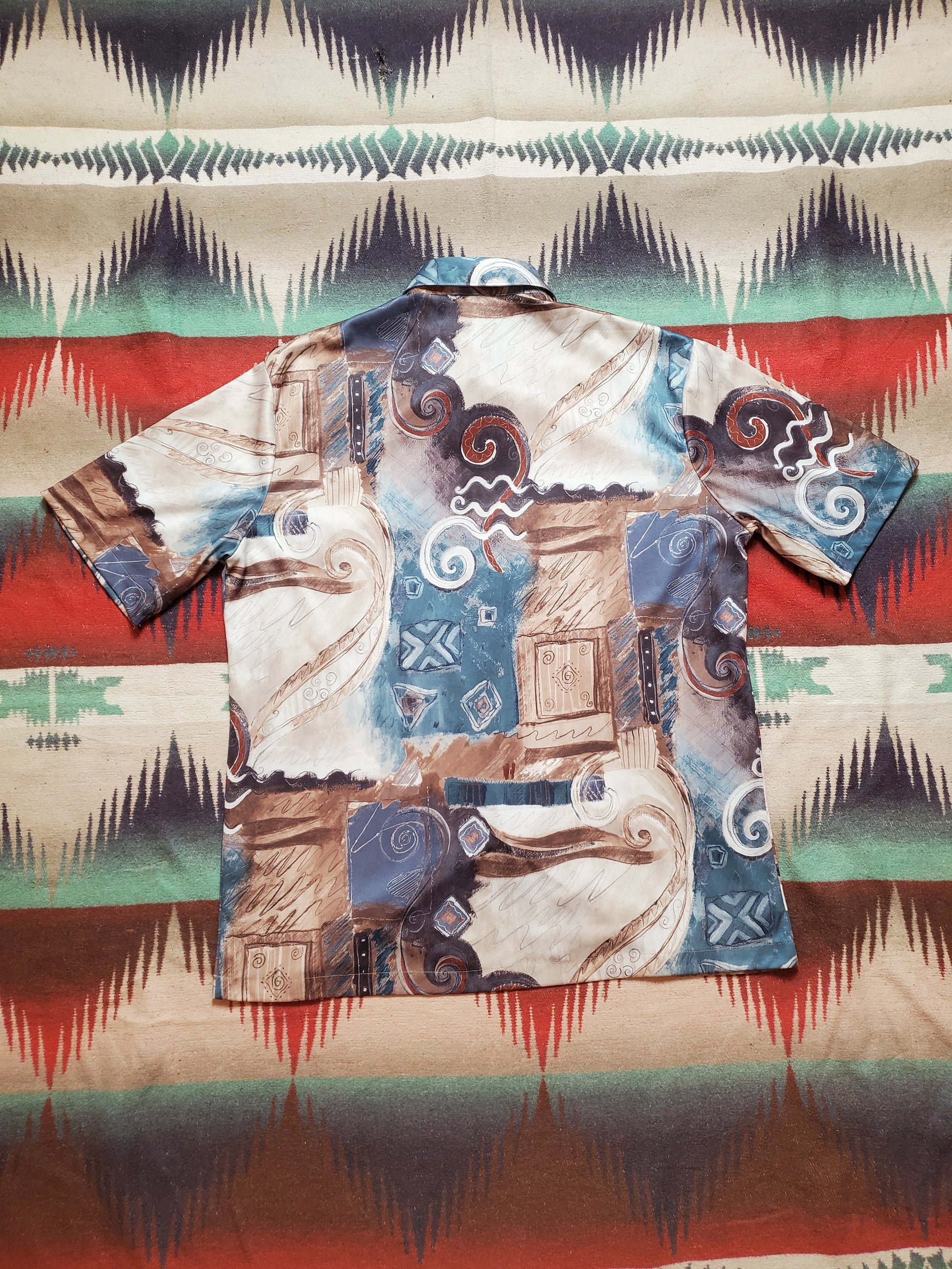 1970s/1980s Alan Stuart Abstract Shortsleeve Button Up Shirt Size L/XL