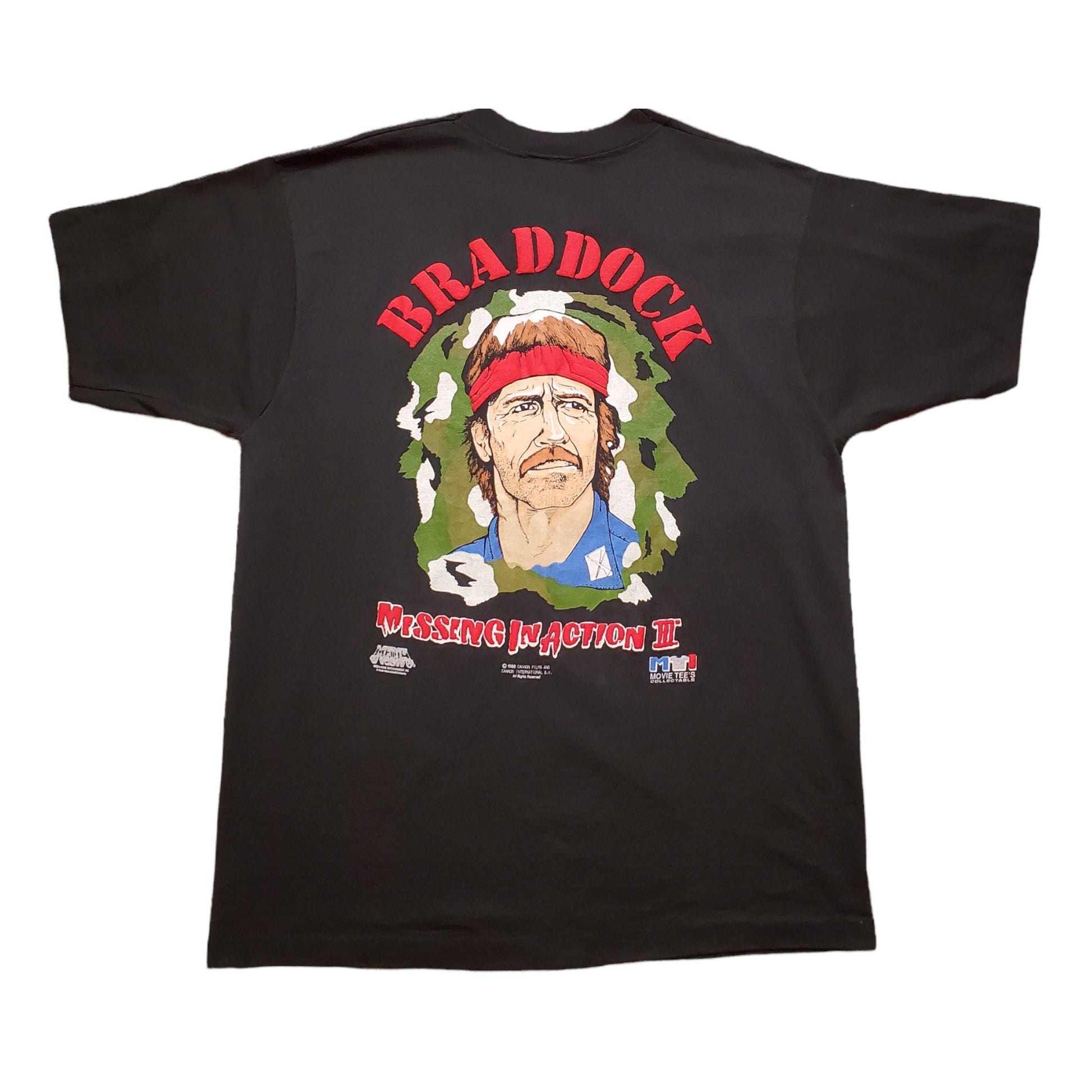 1980s Braddock MIA 3 Chuck Norris Movie T-Shirt Made in USA Size L