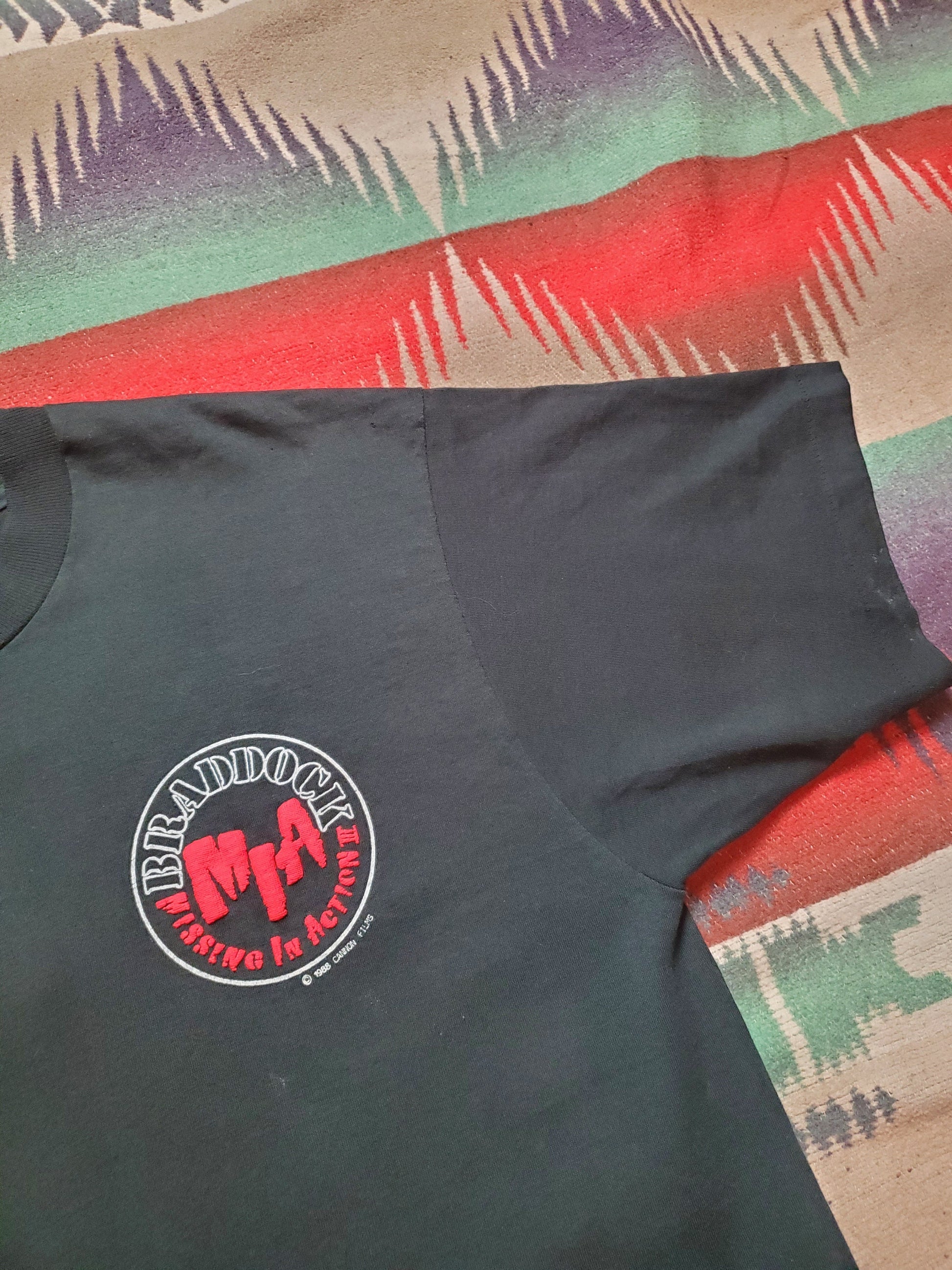 1980s Braddock MIA 3 Chuck Norris Movie T-Shirt Made in USA Size L