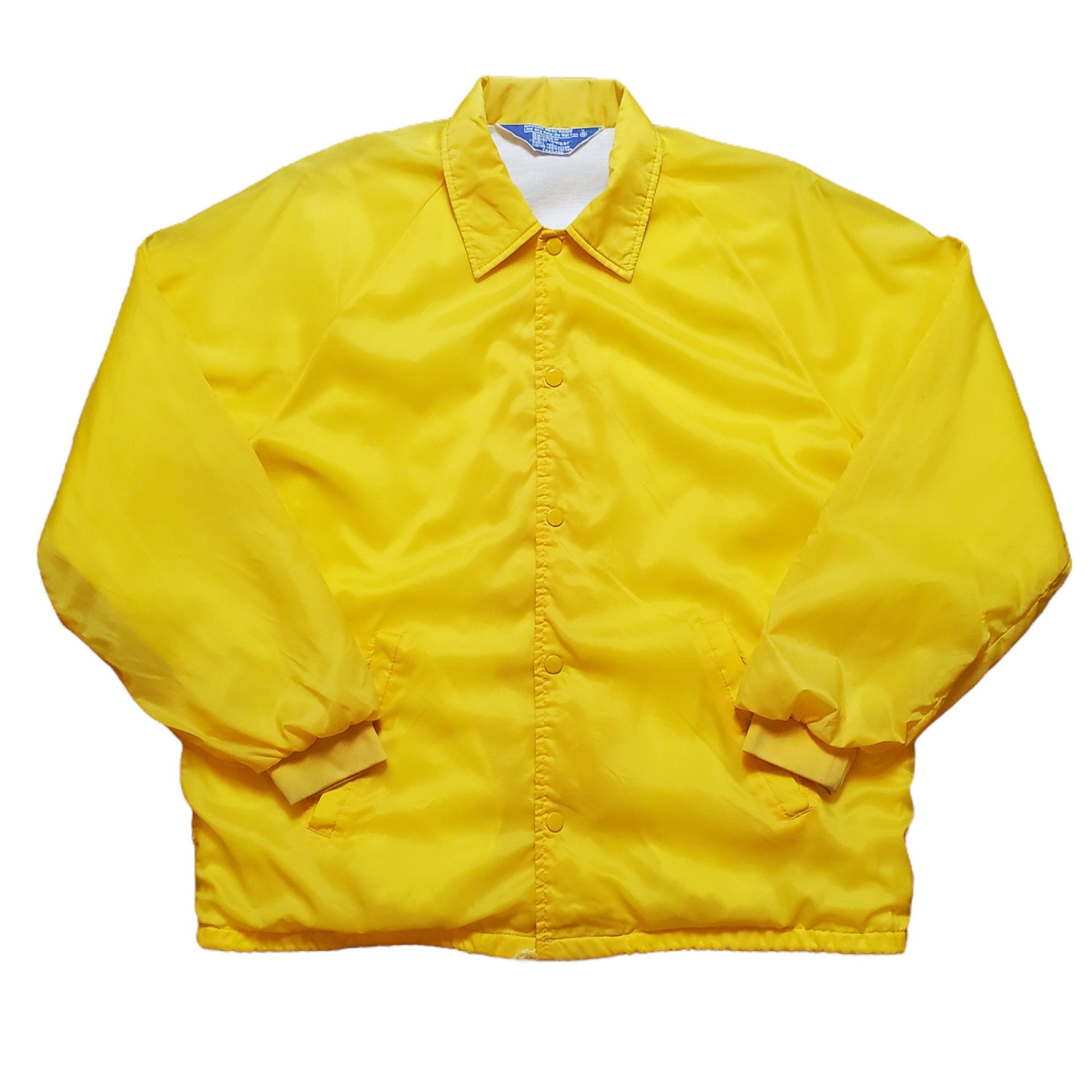 1970s Rainbow Sportswear Yellow Nylon Coaches Jacket Size M/L