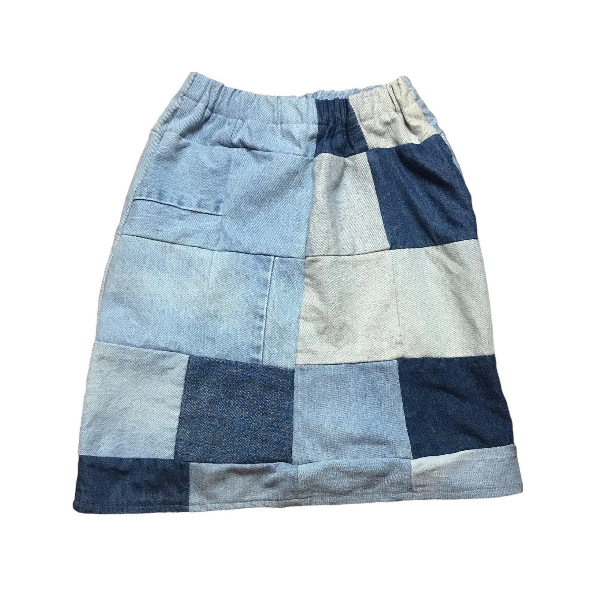 1980s/1990s Homemade Patchwork Denim Skirt Size 22-28 Waist