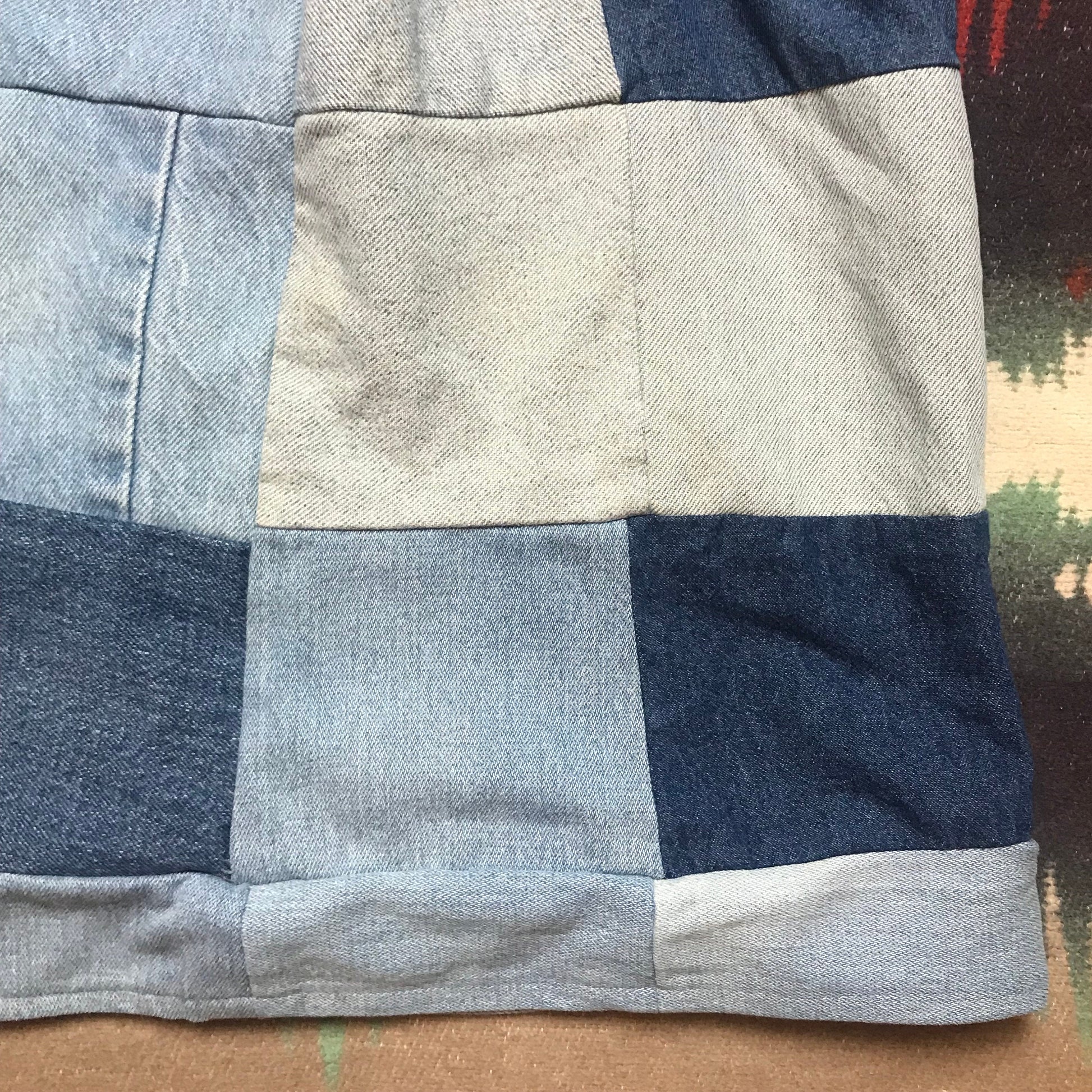 1980s/1990s Homemade Patchwork Denim Skirt Size 22-28 Waist