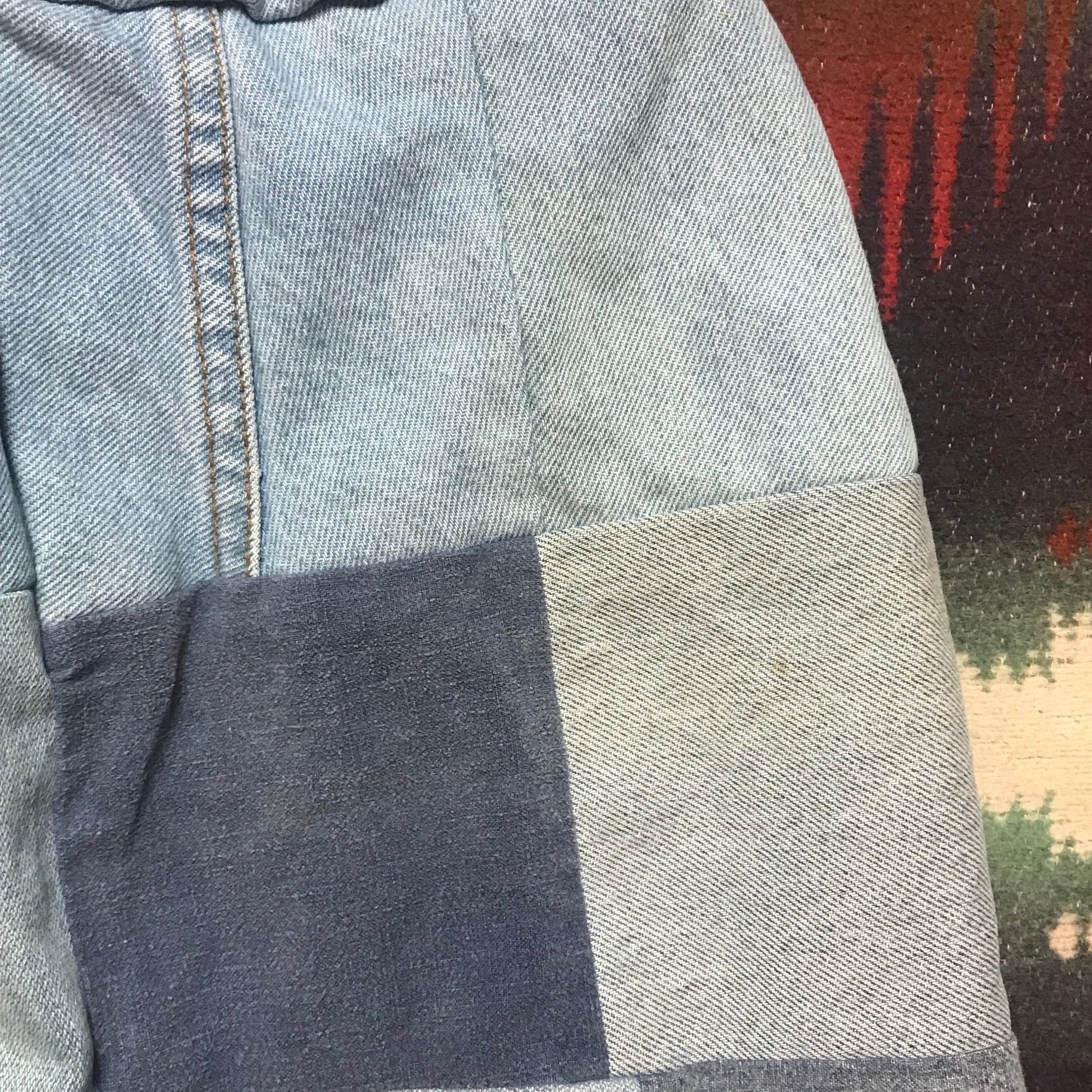 1980s/1990s Homemade Patchwork Denim Skirt Size 22-28 Waist