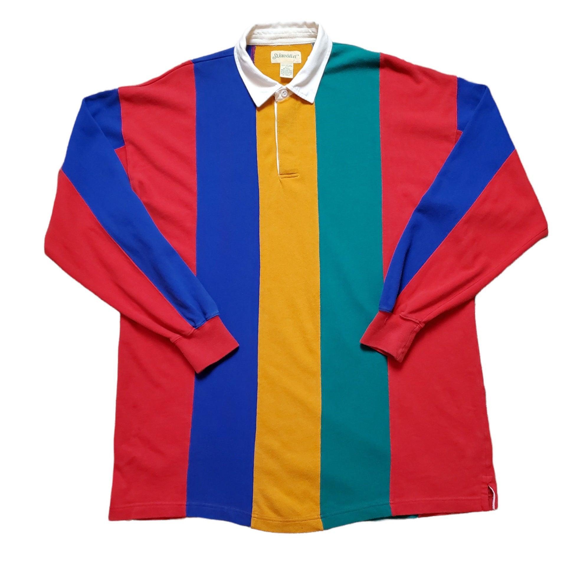 1990s St. John's Bay Colour Block Rugby Shirt Size XL