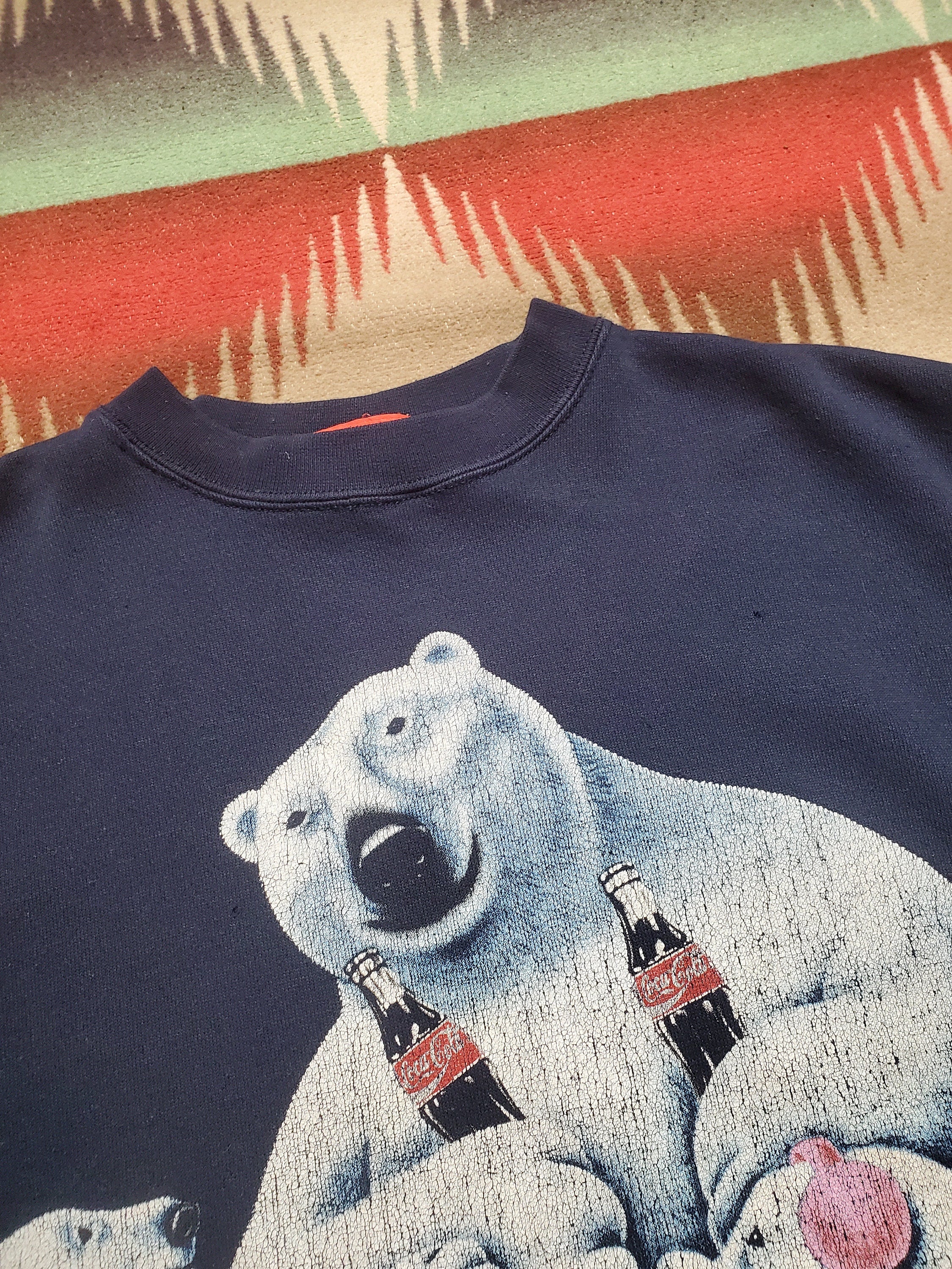 1990s Coca-Cola Polar Bear Sweatshirt Made in USA Size L/XL