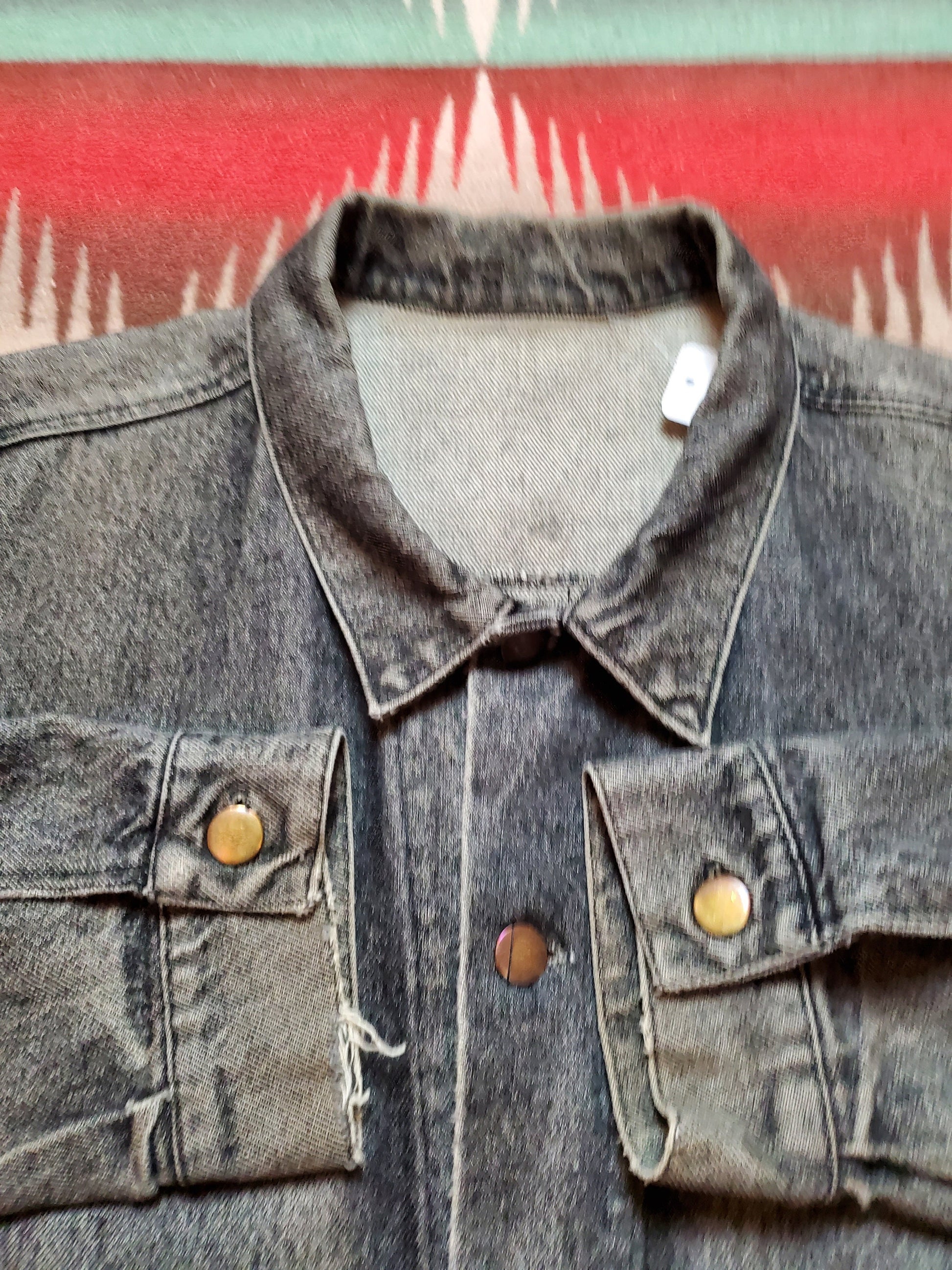 1990s Phantom of the Opera Denim Jacket with Leather Back Patch Size L