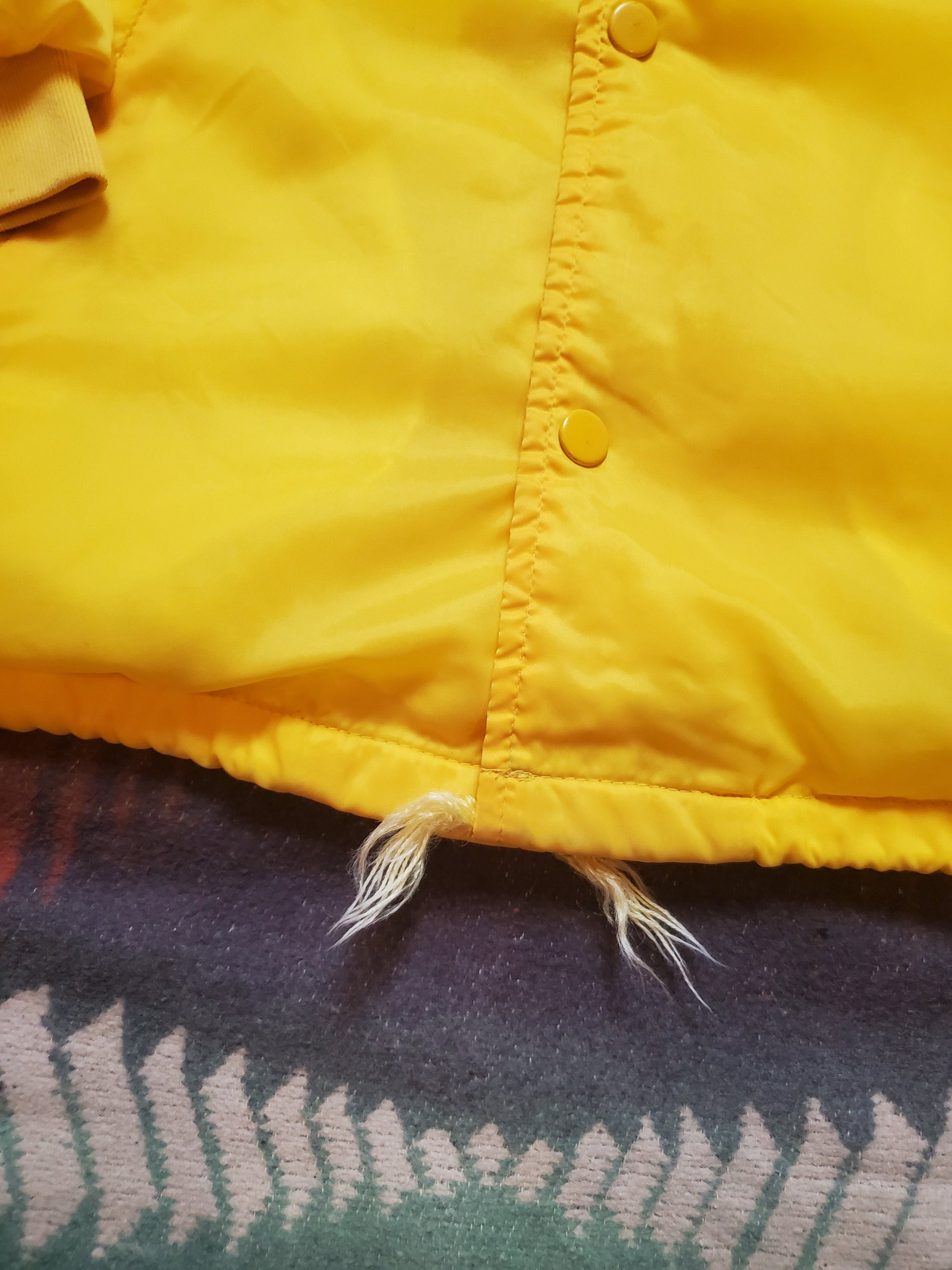 1970s Rainbow Sportswear Yellow Nylon Coaches Jacket Size M/L