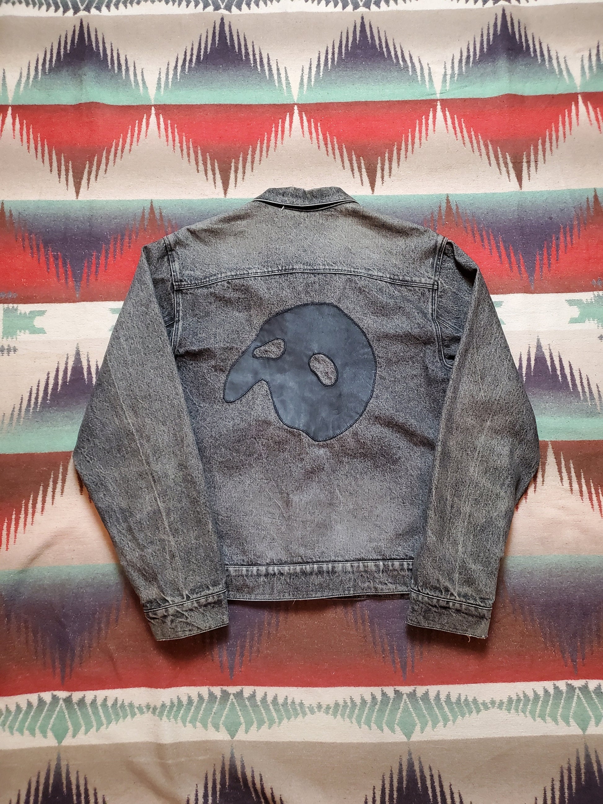 1990s Phantom of the Opera Denim Jacket with Leather Back Patch Size L