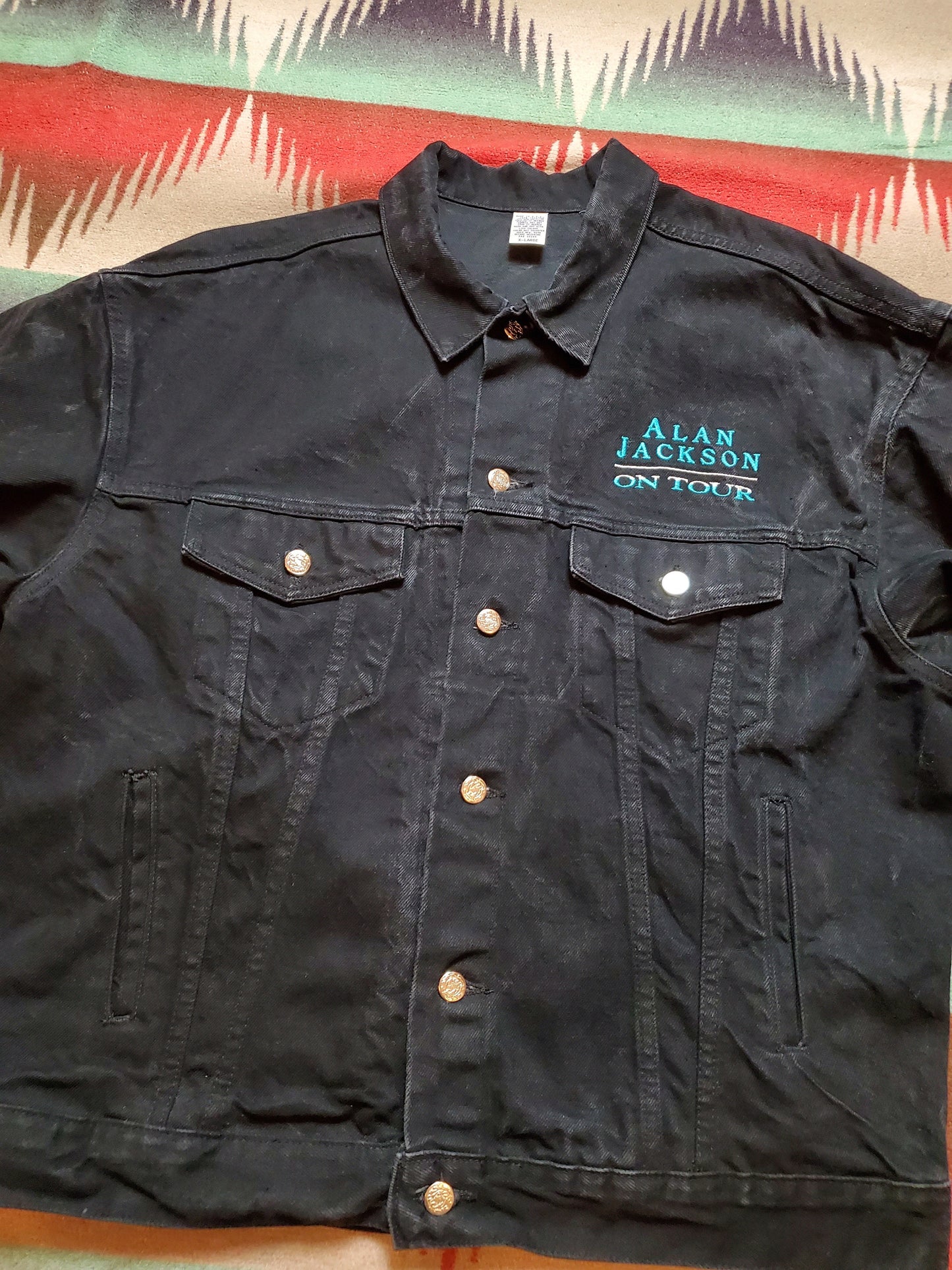 1990s Alan Jackson on Tour Embroidered Denim Jacket Made in USA Size XL