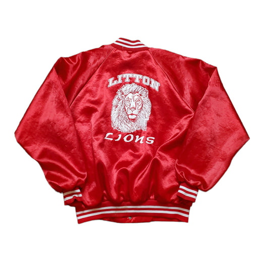 1980s Litton Lions Class of '84 Satin Bomber Jacket Made in USA Size XL