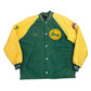 1970s Two Tone Fleece Lined Satin Bomber Jacket "Geo" Hockey Club Size XL