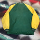 1970s Two Tone Fleece Lined Satin Bomber Jacket "Geo" Hockey Club Size XL
