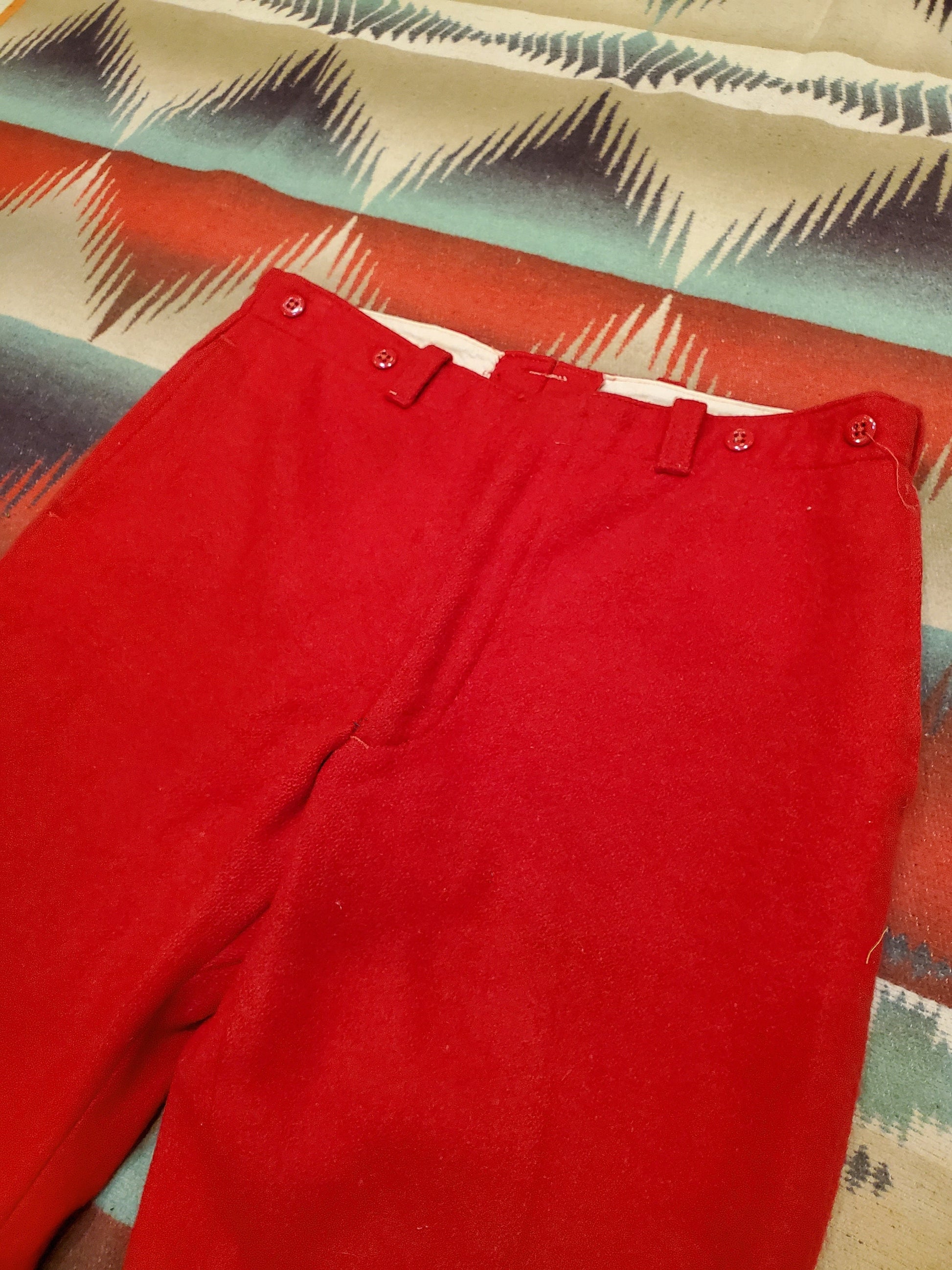 1960s Red Wool Hunting Pants Size 35