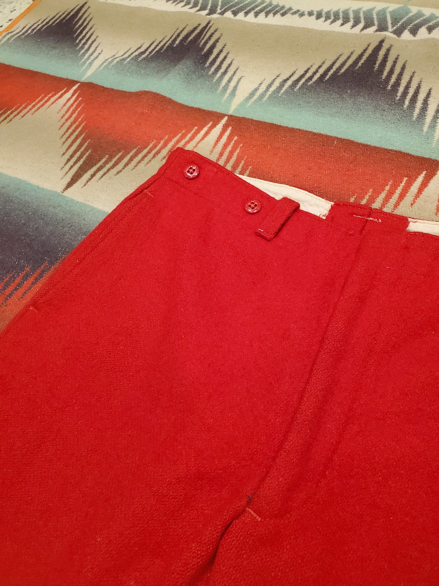 1960s Red Wool Hunting Pants Size 35