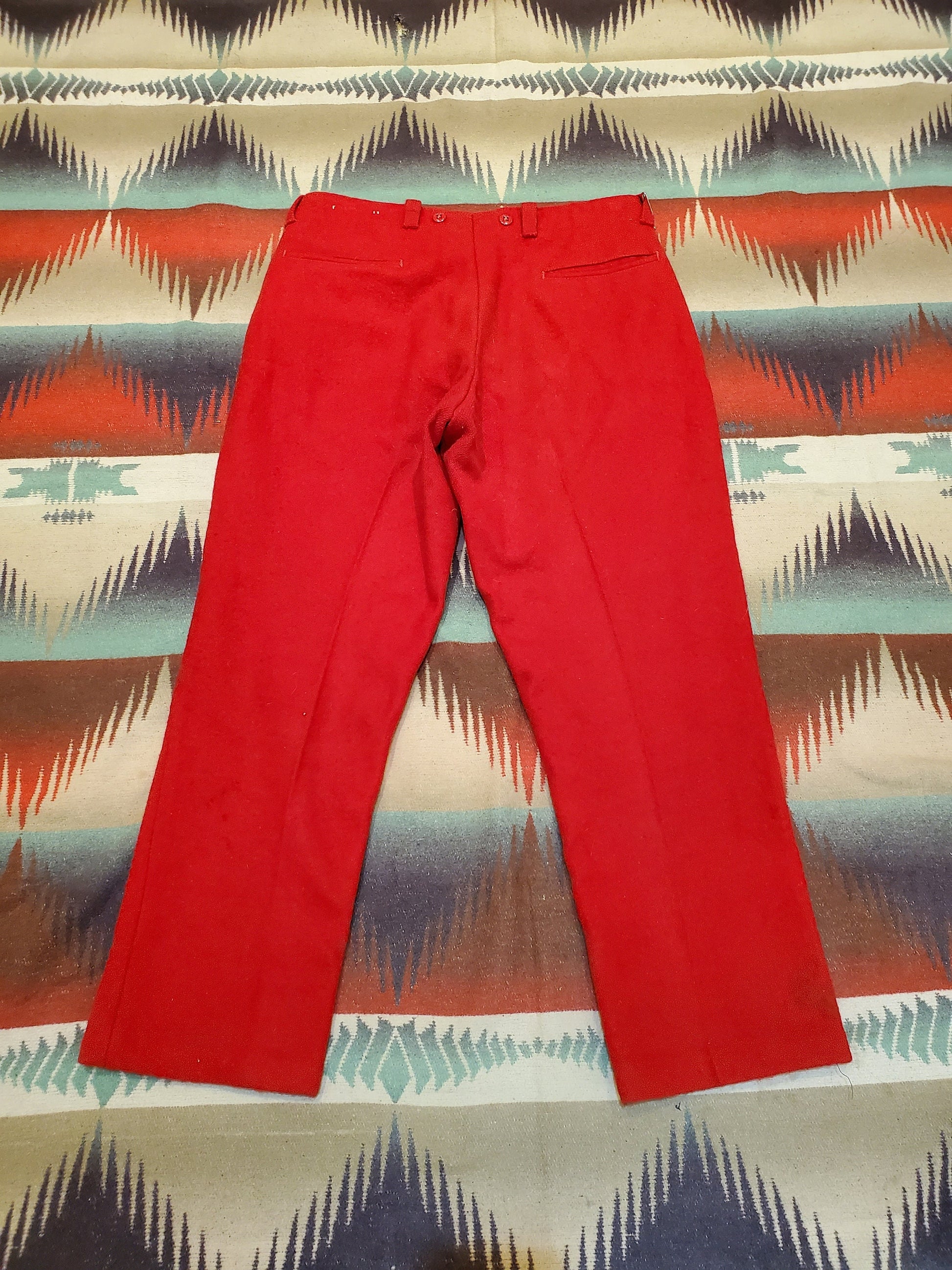 1960s Red Wool Hunting Pants Size 35