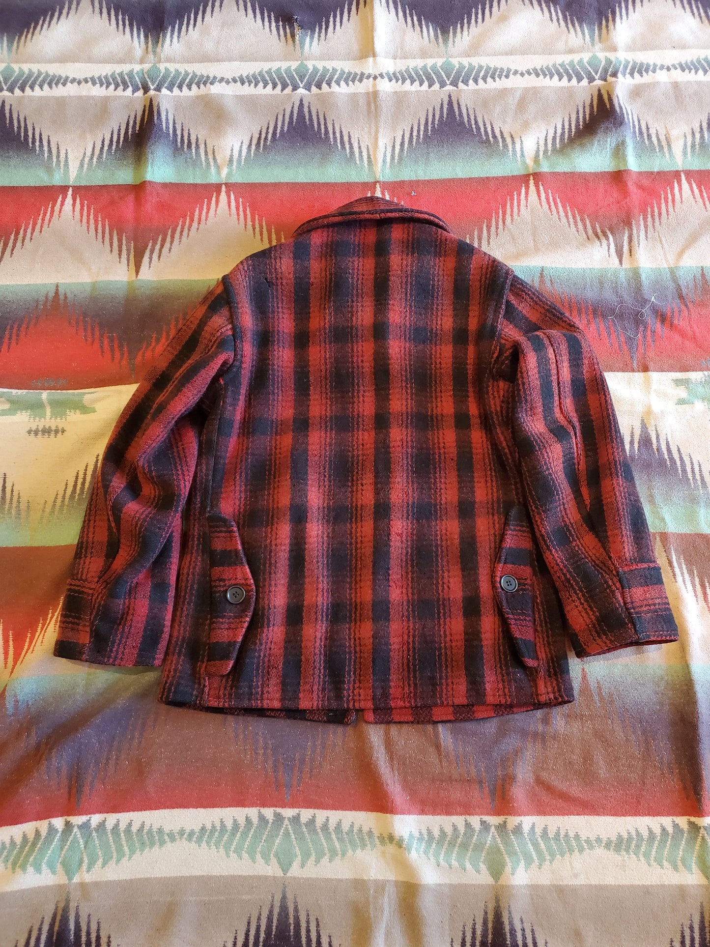 1940s Penney's Sportclad Red Shadow Plaid Wool Hunting Jacket Made in USA Size M