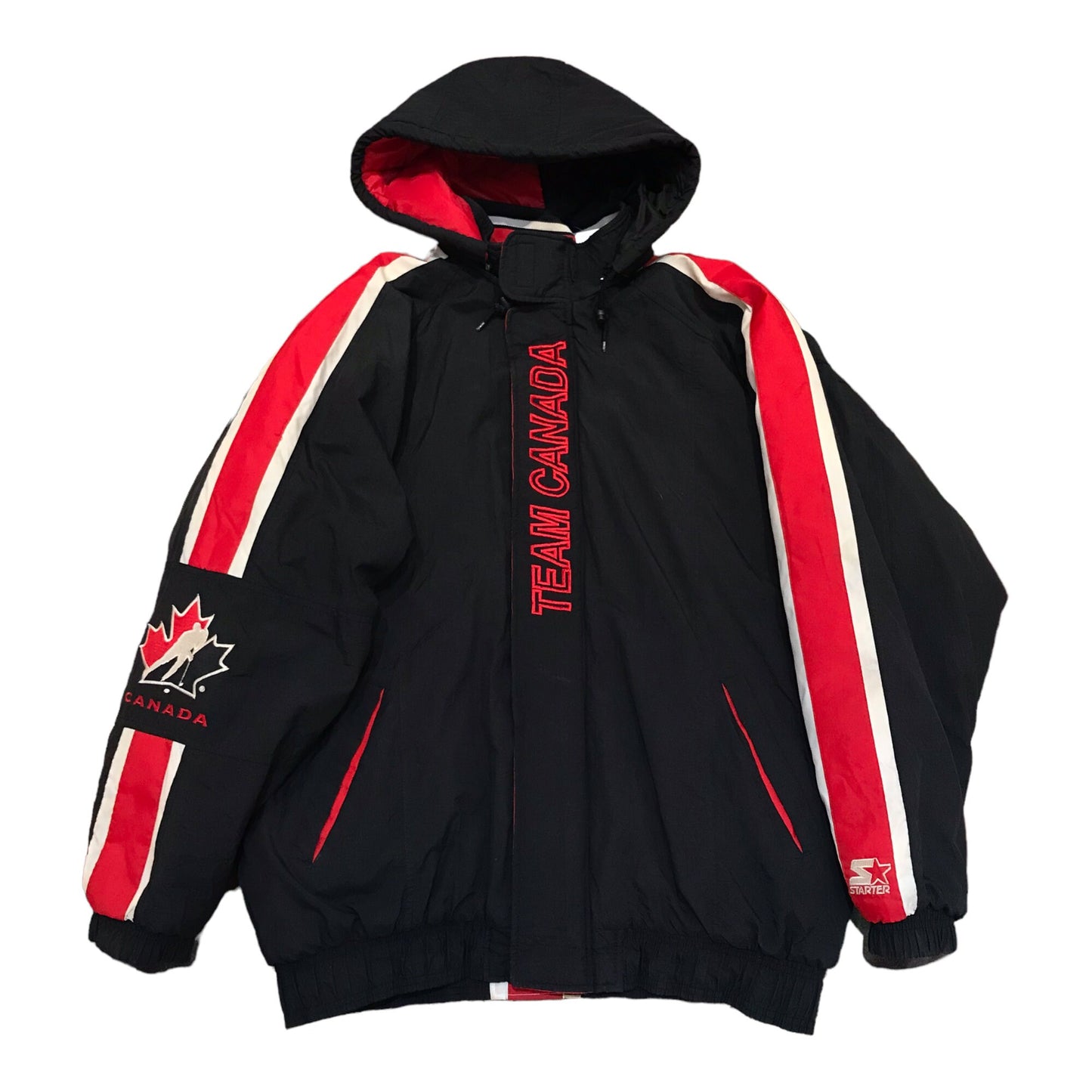 1990s Starter Team Canada Hockey Jacket with Detachable Hood Size XXL/3XL