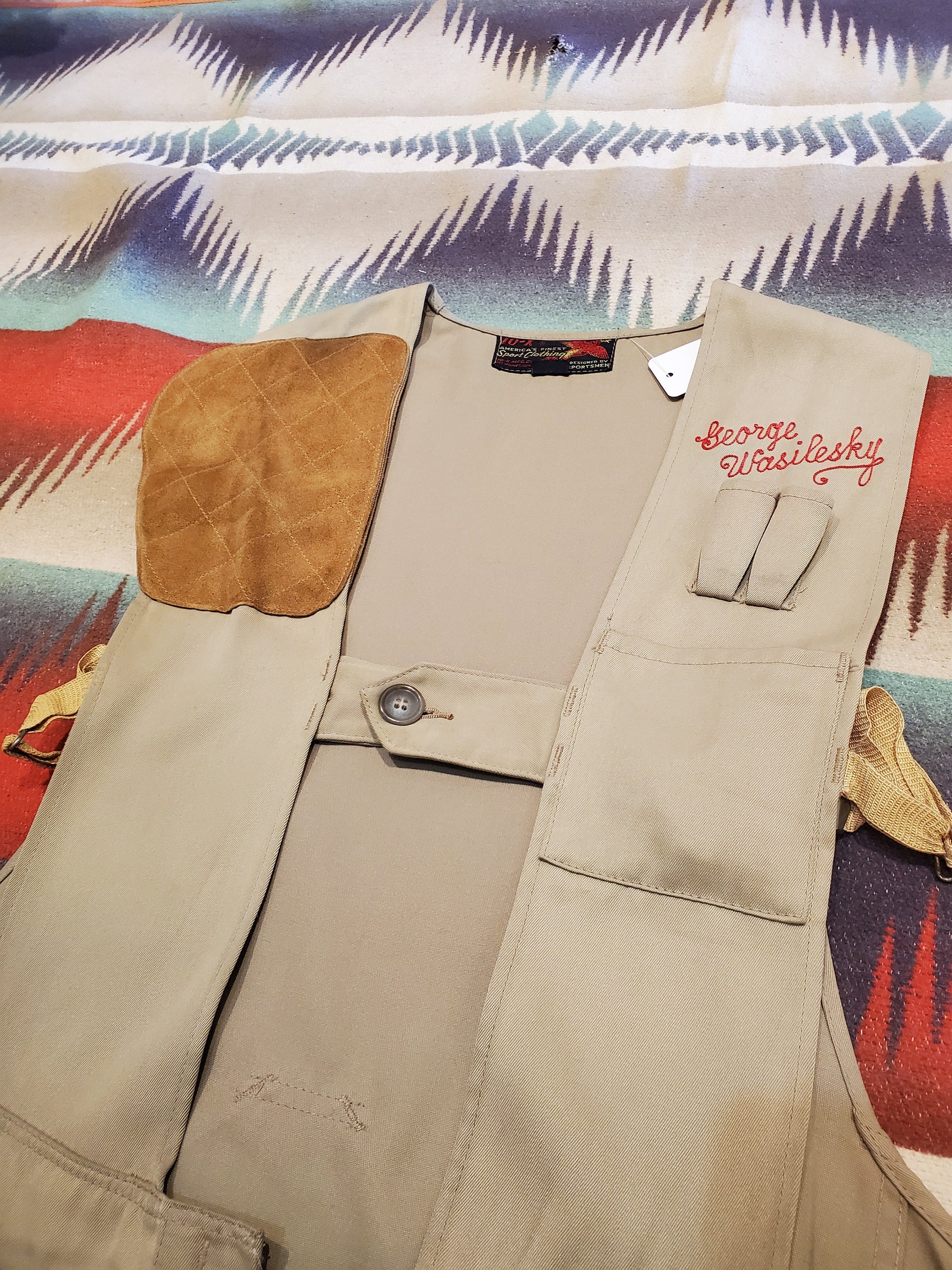 1950/60s 10X Chainstitch Shooting Vest with Seude Pad Made in USA Size M