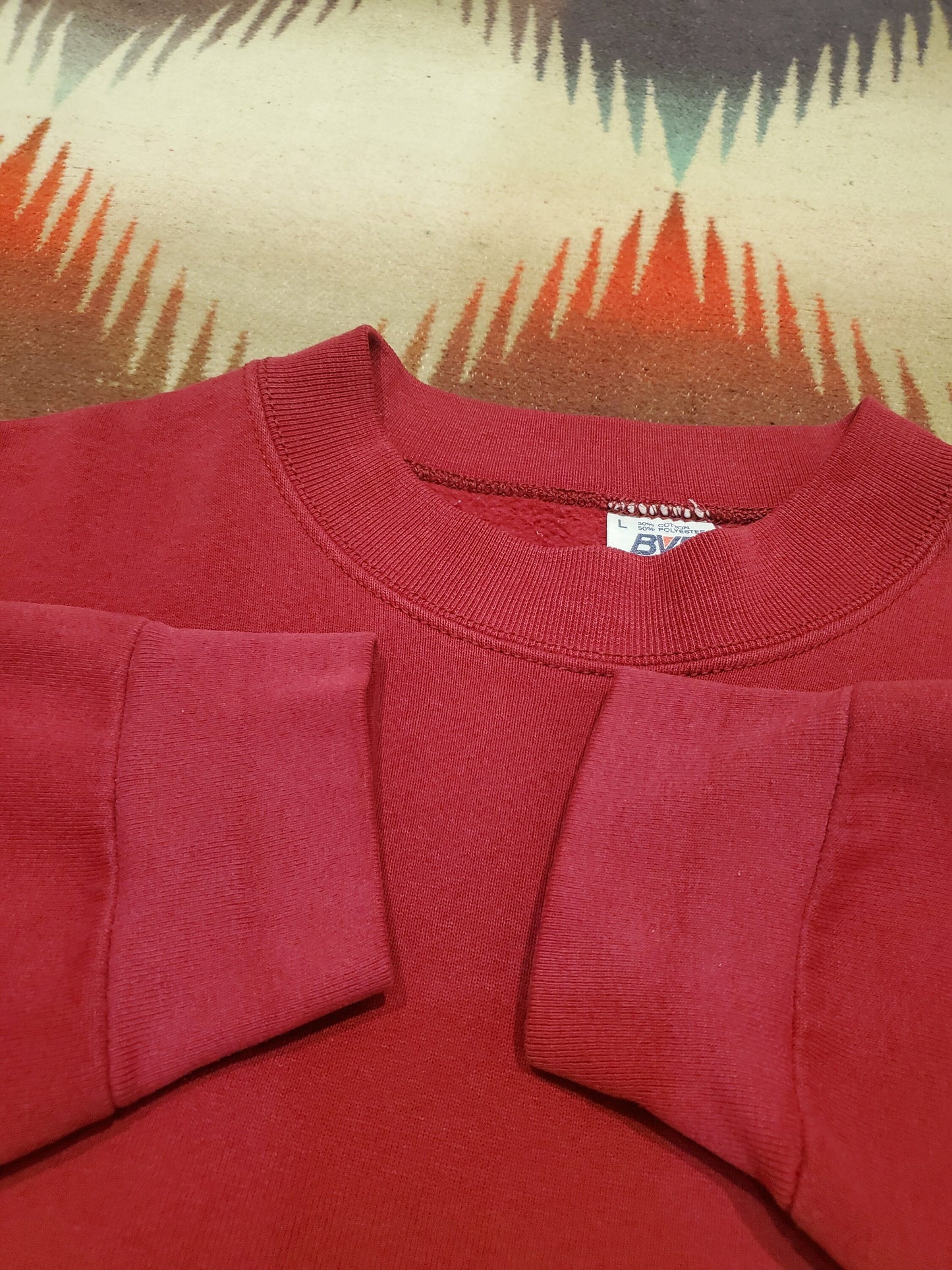 1990s BVD Blank Red Sweatshirt Made in USA Size L