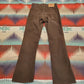 1980s Levi's 517 Brown Corduroy Boot Cut Pants Made in USA Size 27x29