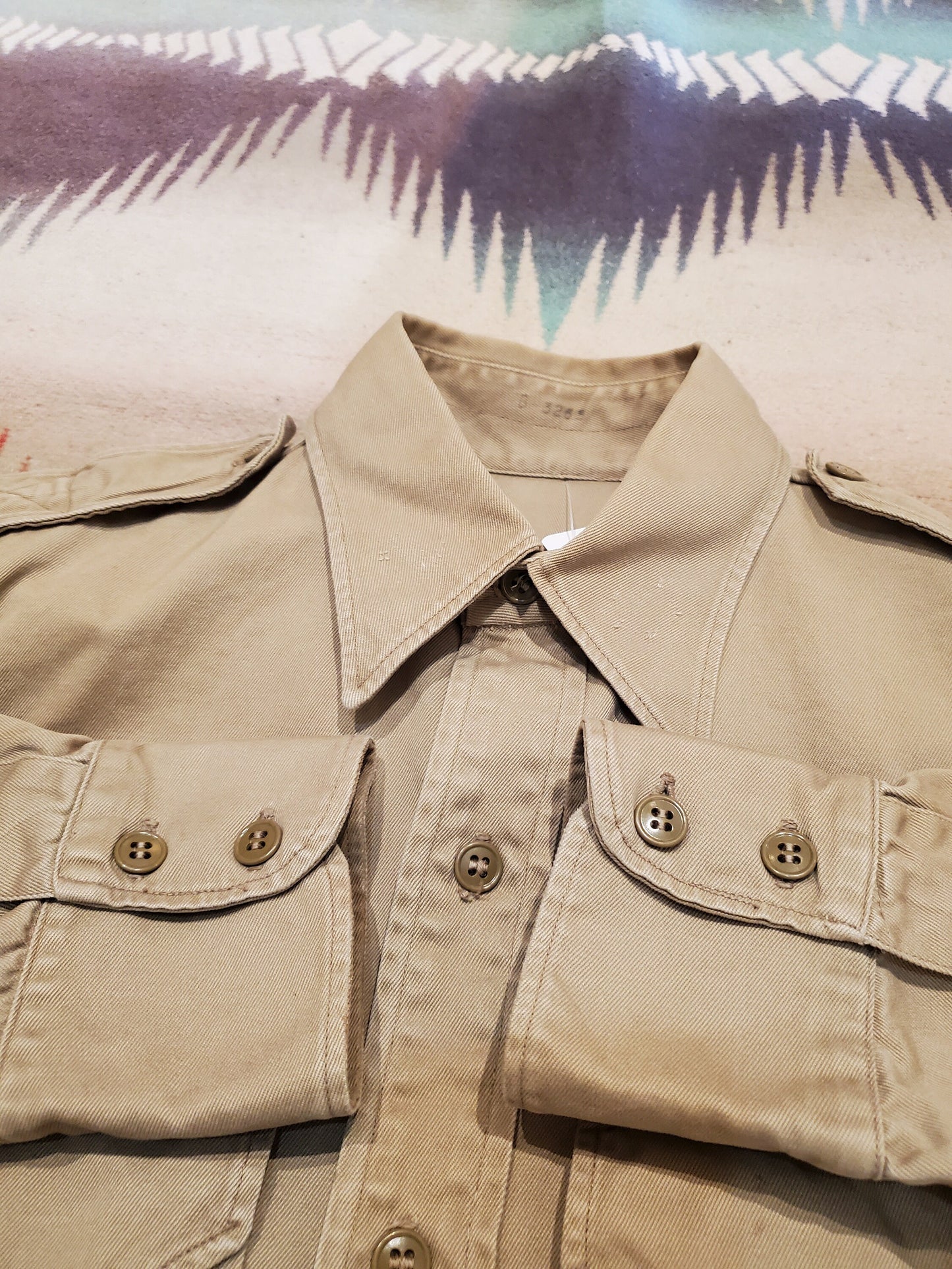 1940s/1950s US Army Officers Shirt Private E-2 Seventh Army Patches Made in USA Size S