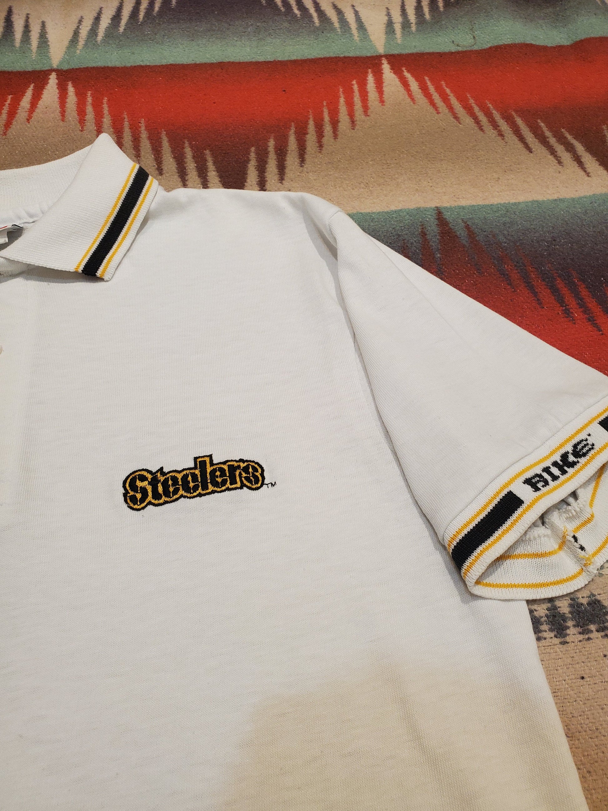 1990s Bike Embroidered Steelers Polo Shirt Made in USA size M