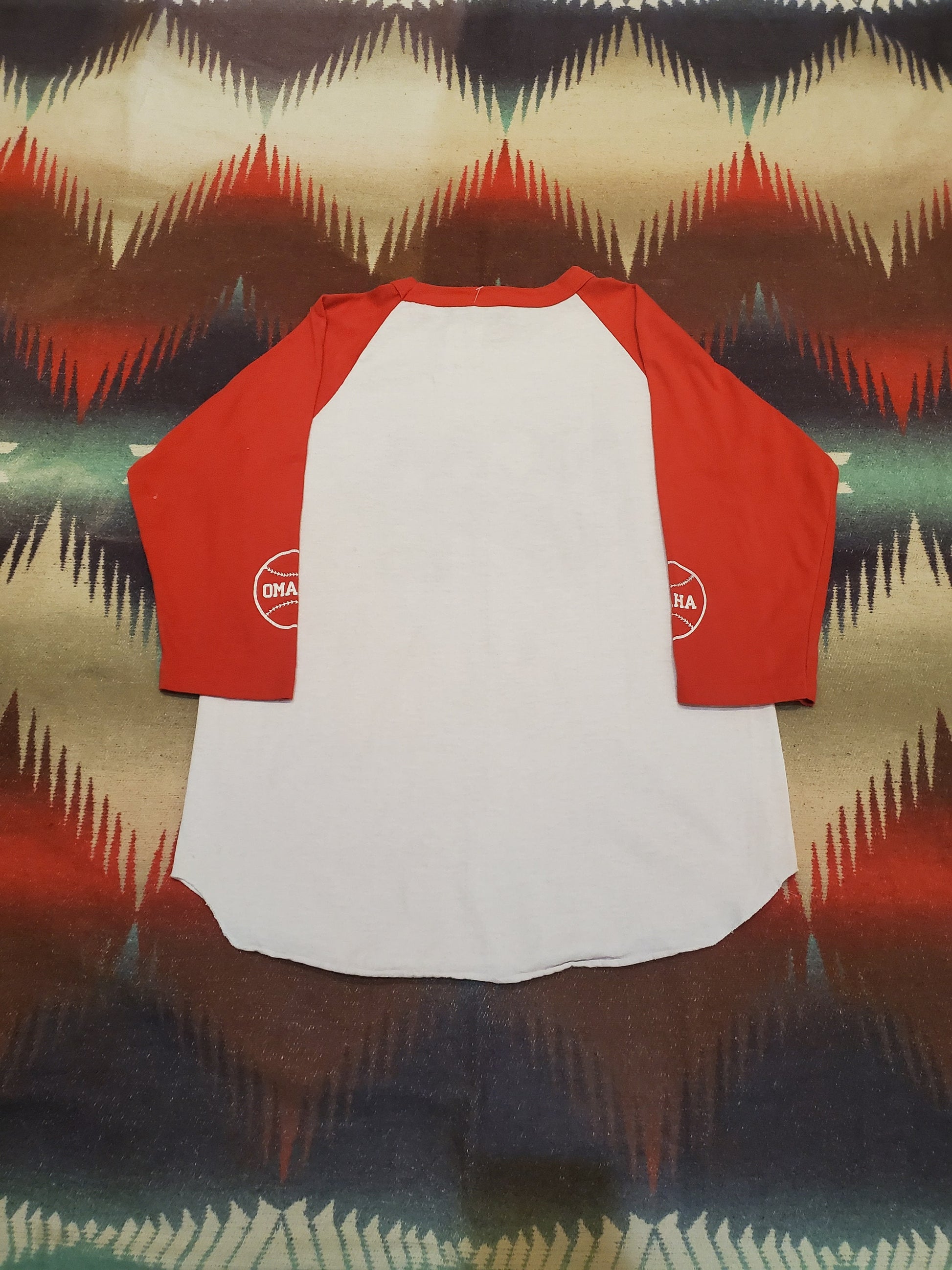 1980s 1986 College World Series Omaha Baseball Raglan T-Shirt Made in USA Size S