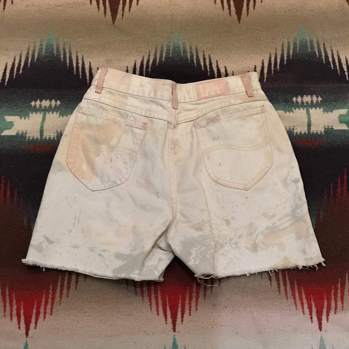 1980s Marble Dyed Lee Riders Cutoff Denim Shorts Made in USA Size 25