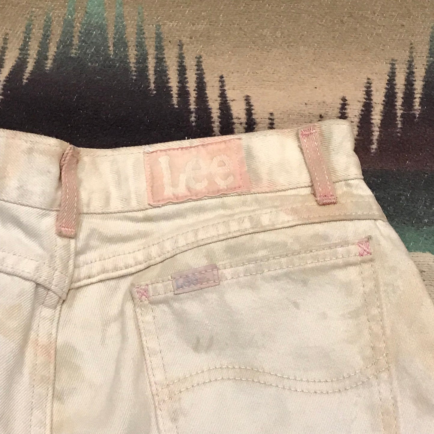 1980s Marble Dyed Lee Riders Cutoff Denim Shorts Made in USA Size 25