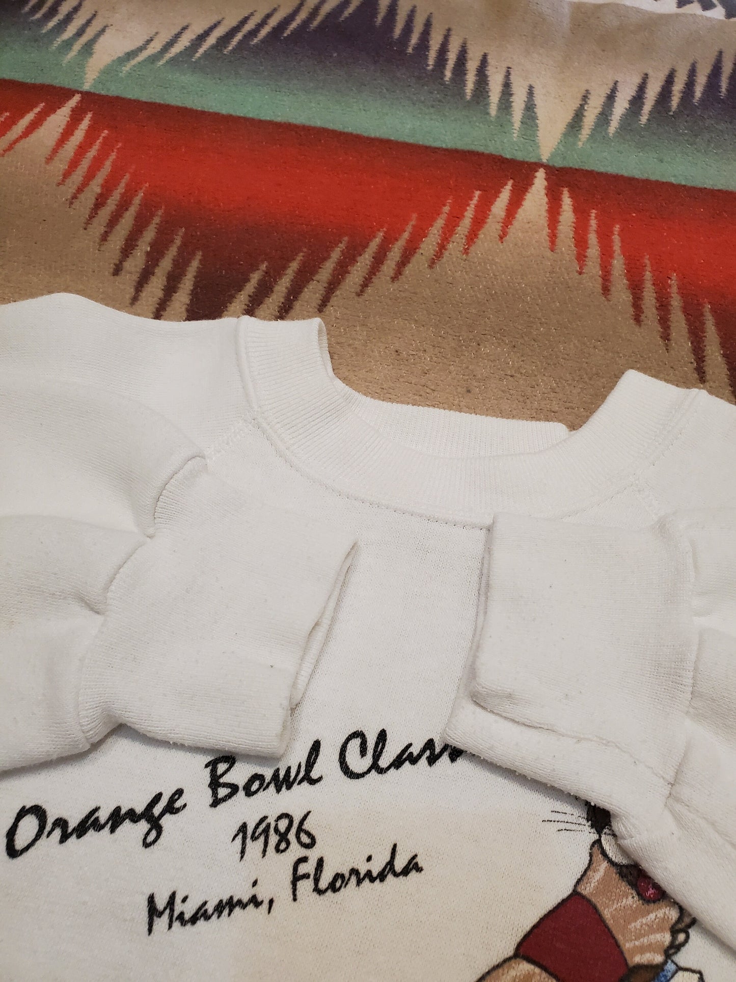 1980s 1986 Basset Walker Orange Bowl Oklahoma Penn State Raglan Sweatshirt Made in USA Size S