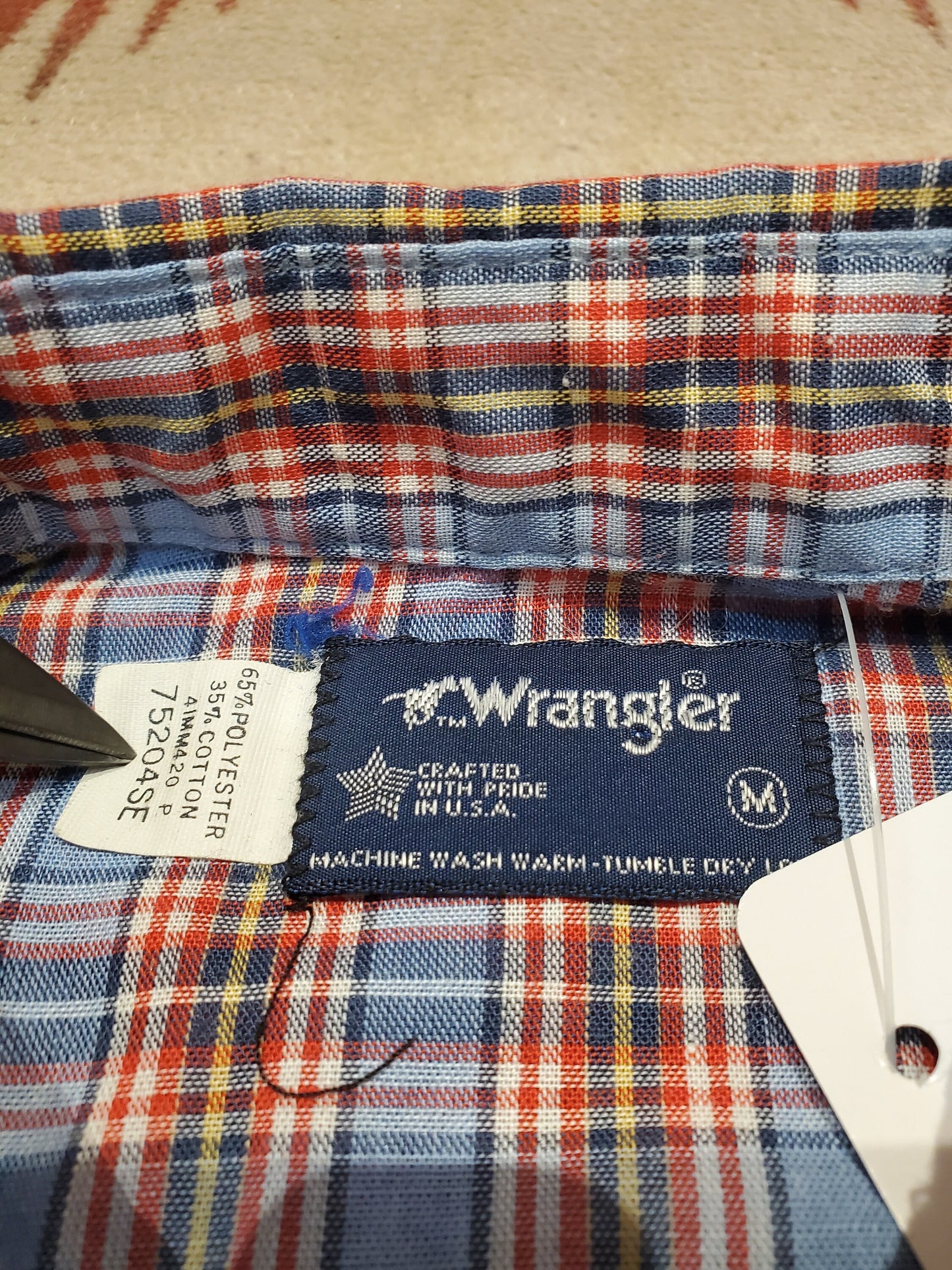1980s Wrangler Cutoff Shortsleeve Western Shirt Made in USA Size M