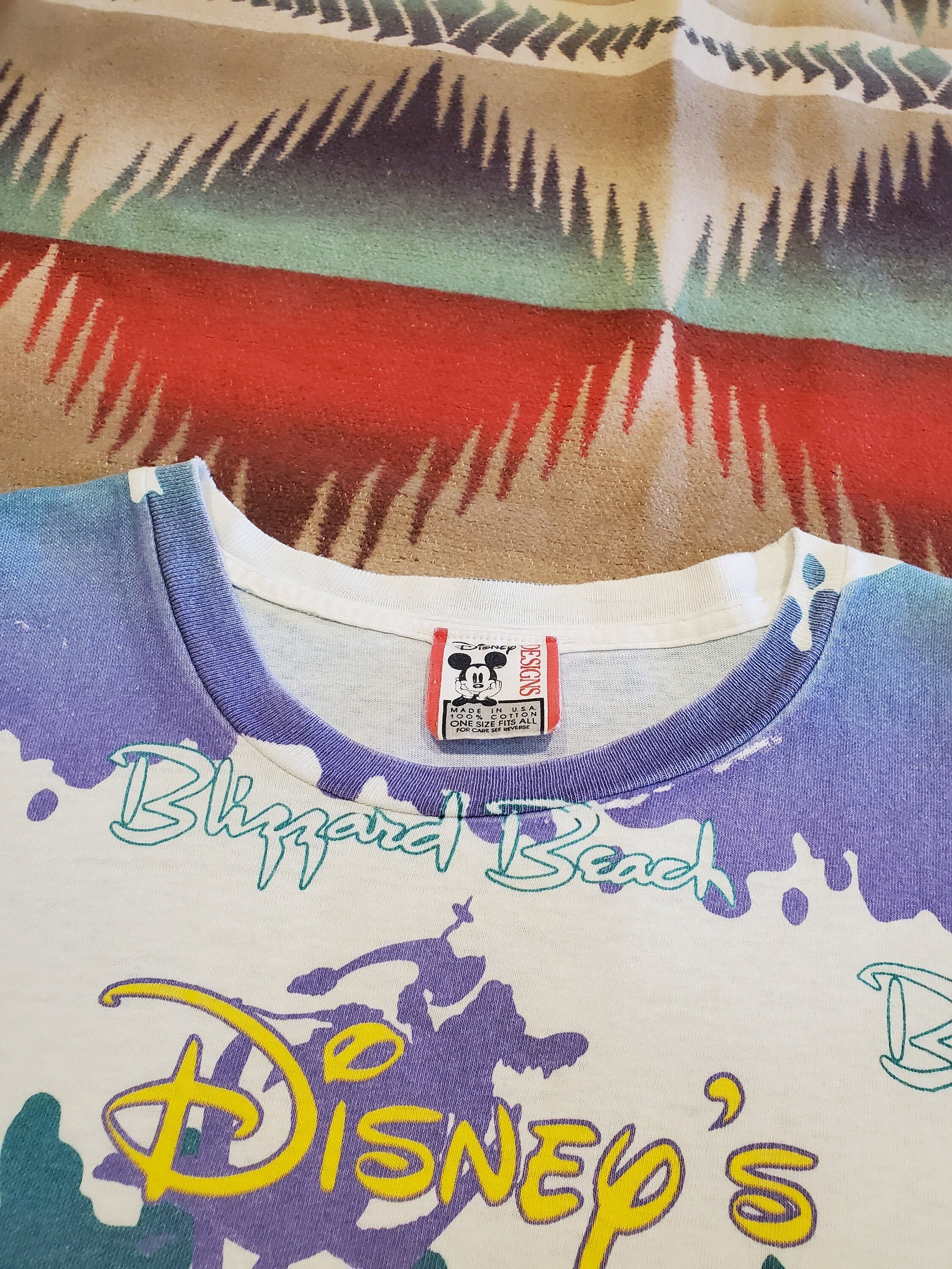 1990s Disney Designs Blizzard Beach Walt Disney World AOP T-Shirt Made in USA Size XL