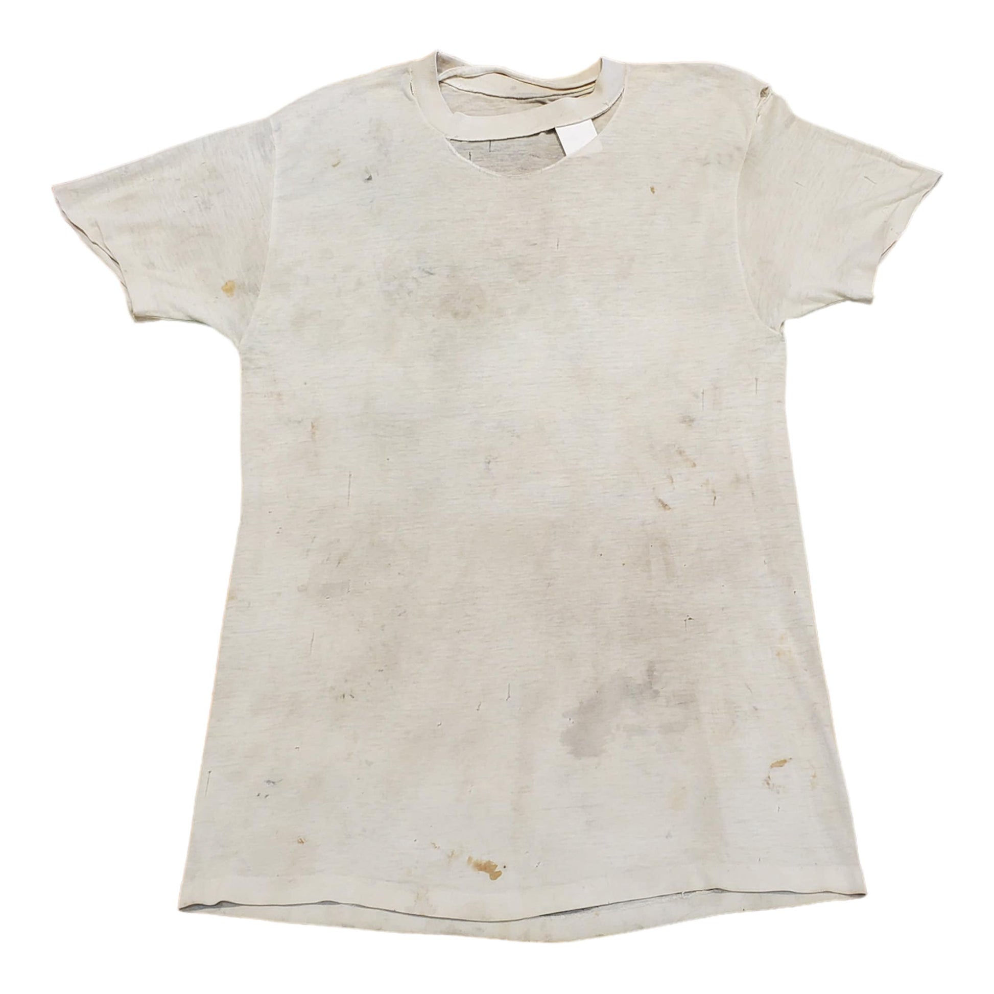 1980s Thrashed Threadbare Blank White T-Shirt Size S