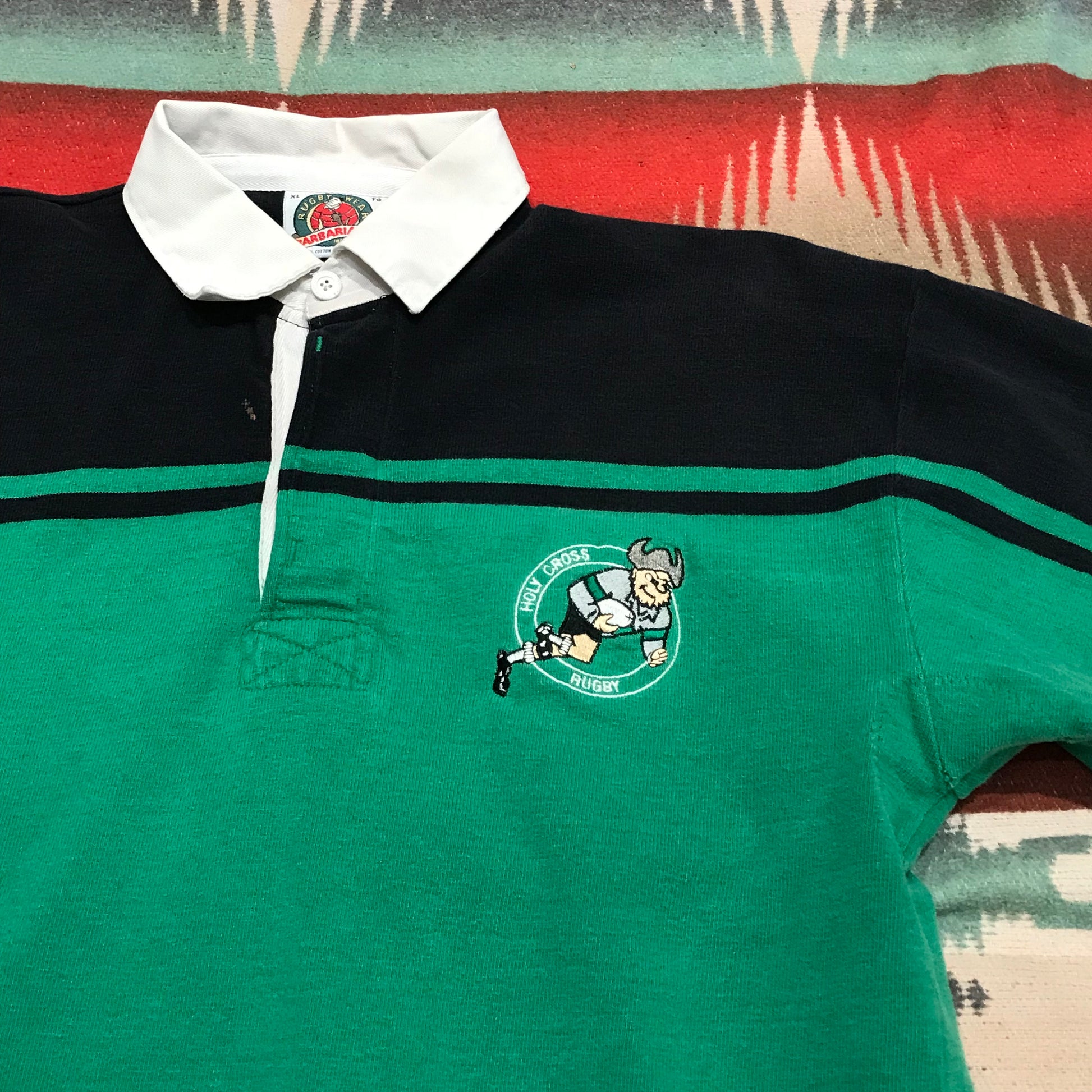 1990s/2000s Barbarian Holy Cross Shortsleeve Rugby Shirt Made in Canada Size L/XL