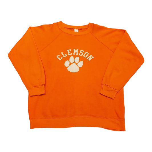 1980s Clemson Flock Print Raglan Sweatshirt Made in USA Size L