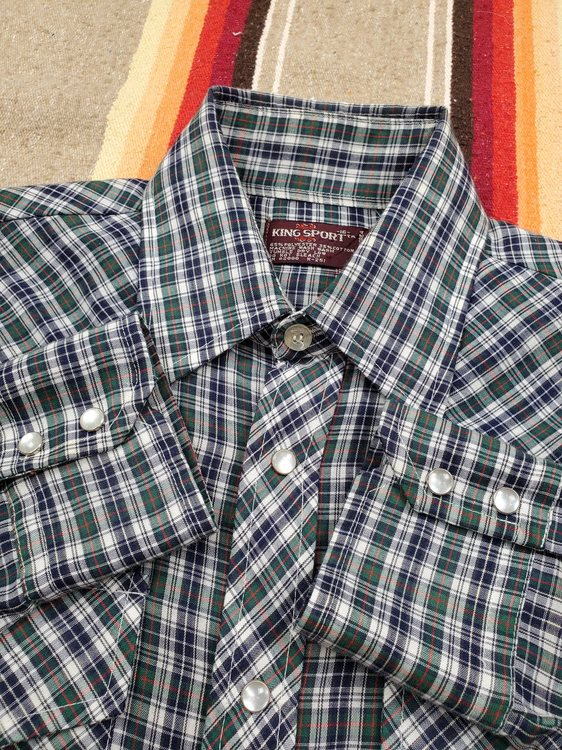 1970s/1980s Kingsport Plaid Western Shirt Size S