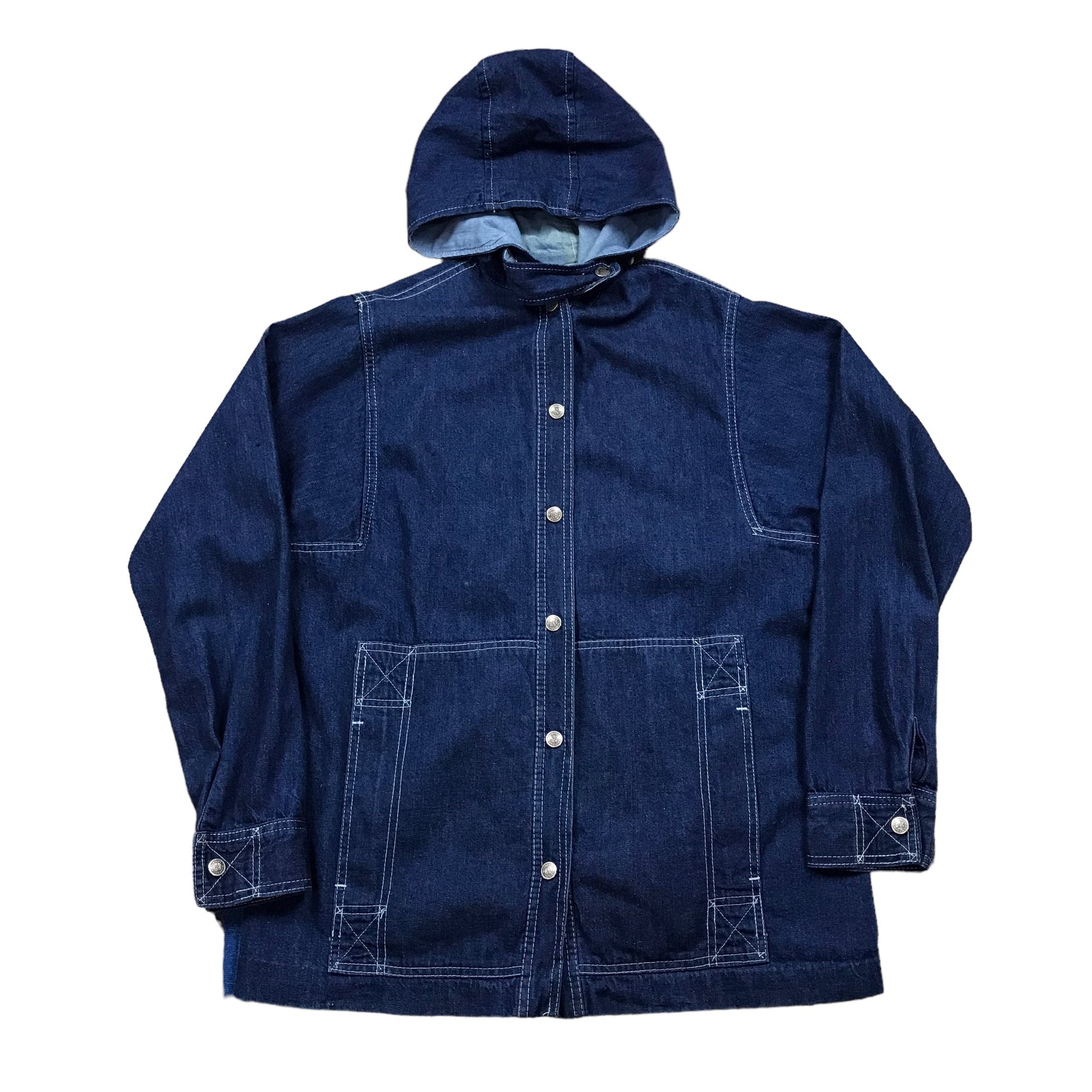1970s Mushroom Makers INC Mushroom Denim Parka Jacket Women's Size L Men's Size S/M