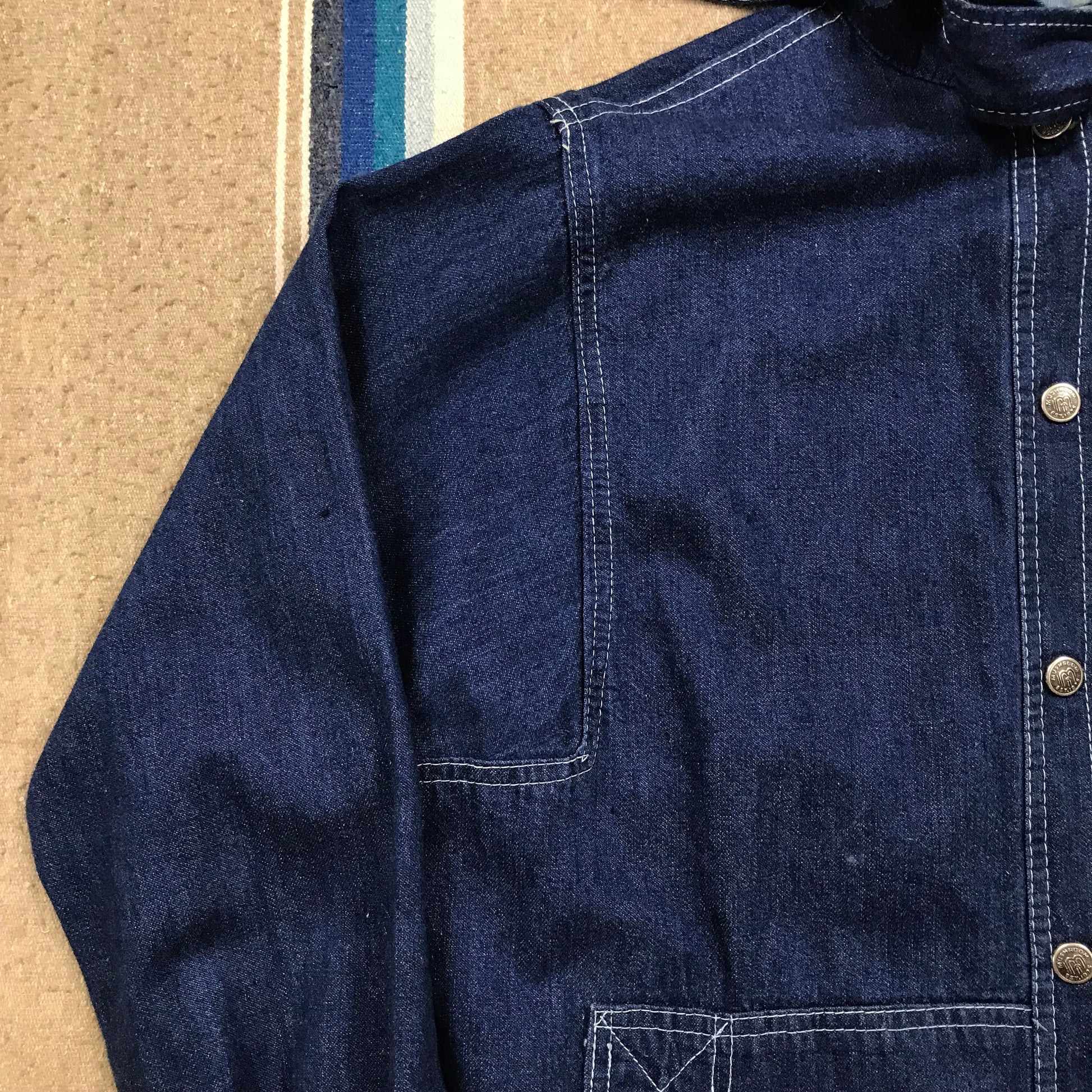 1970s Mushroom Makers INC Mushroom Denim Parka Jacket Women's Size L Men's Size S/M