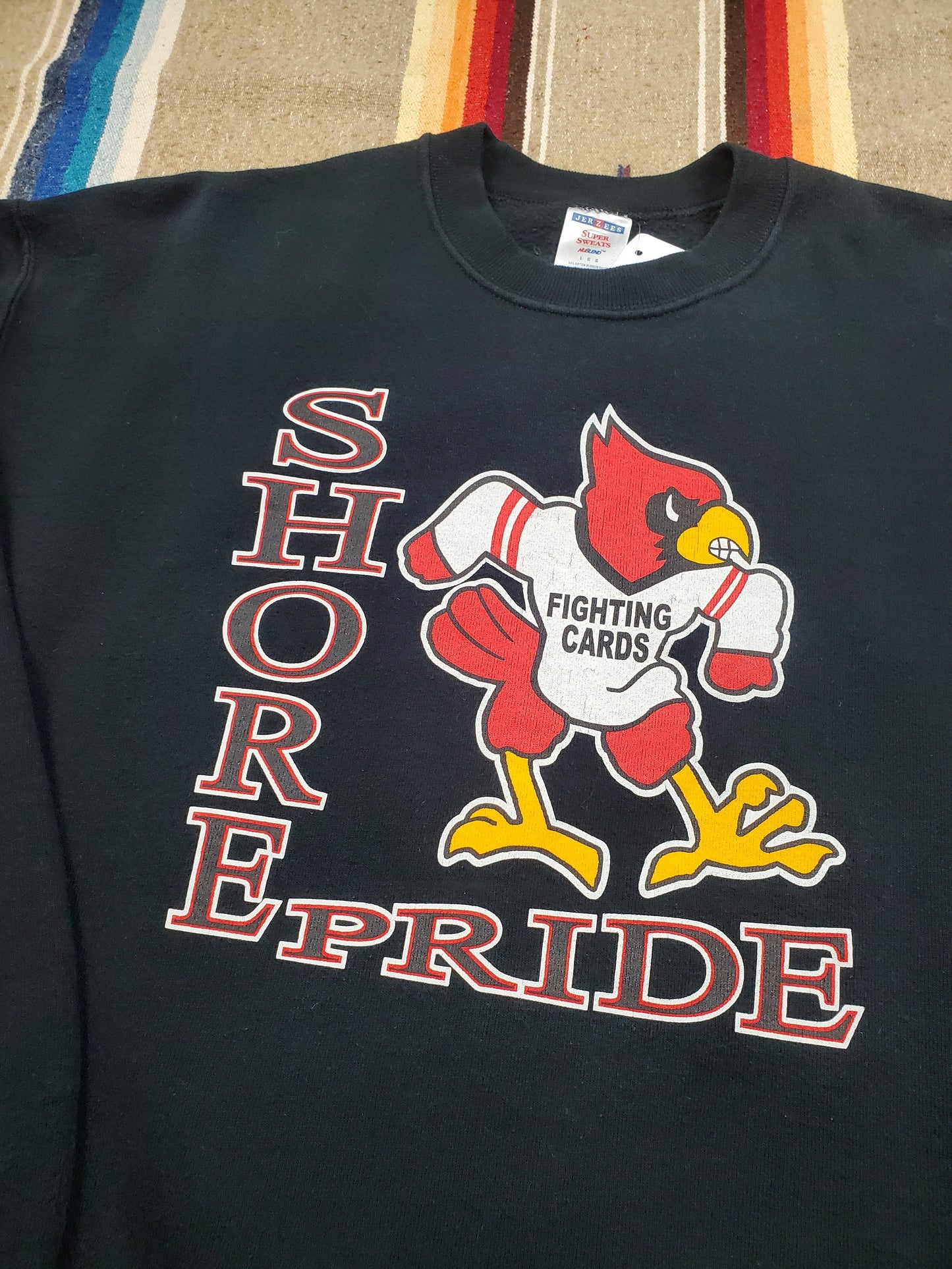 2000s Jerzees Super Sweats Shore Pride Fighting Cards Sweatshirt Size L