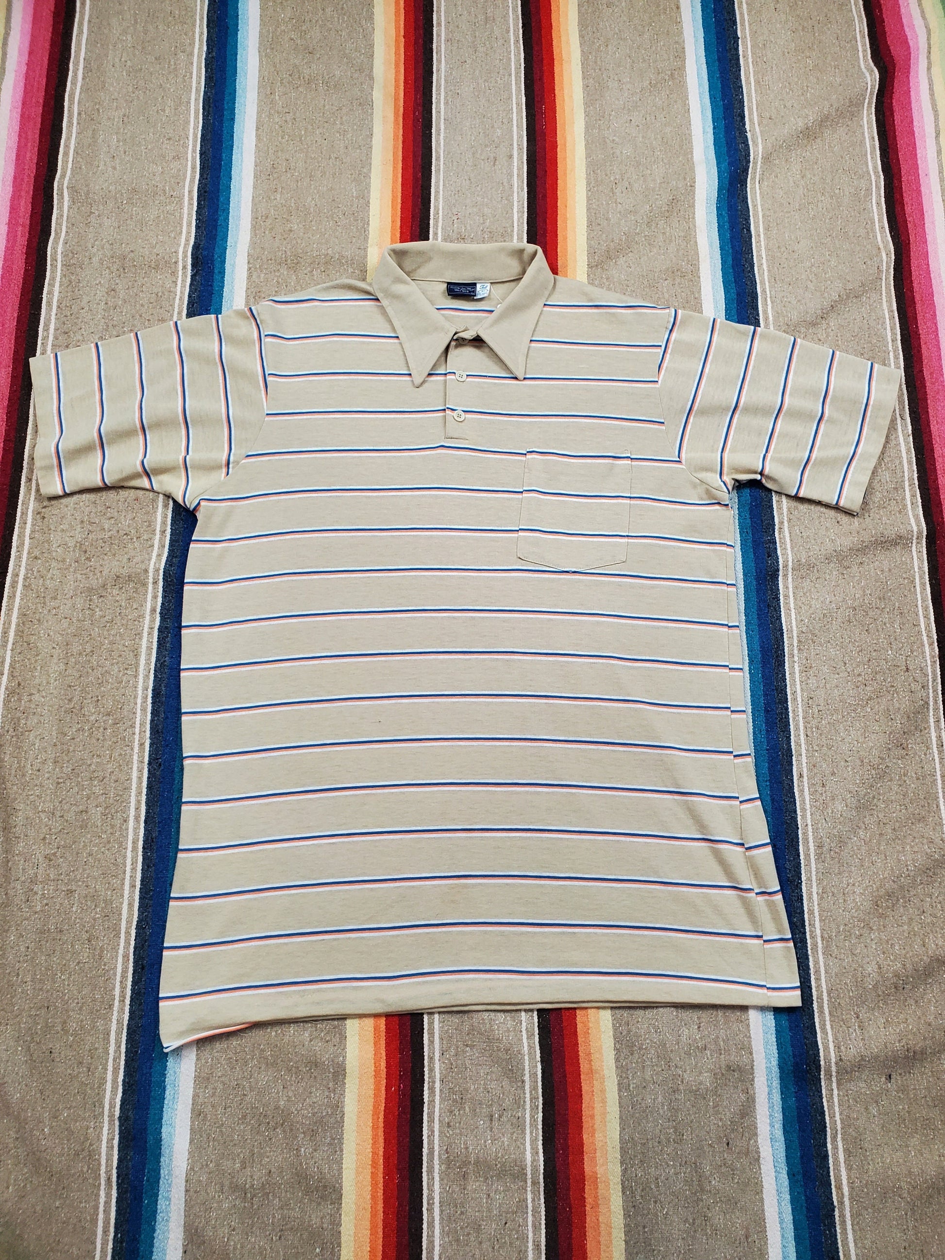 1980s Christopher Hart Striped Polo Shirt Size L