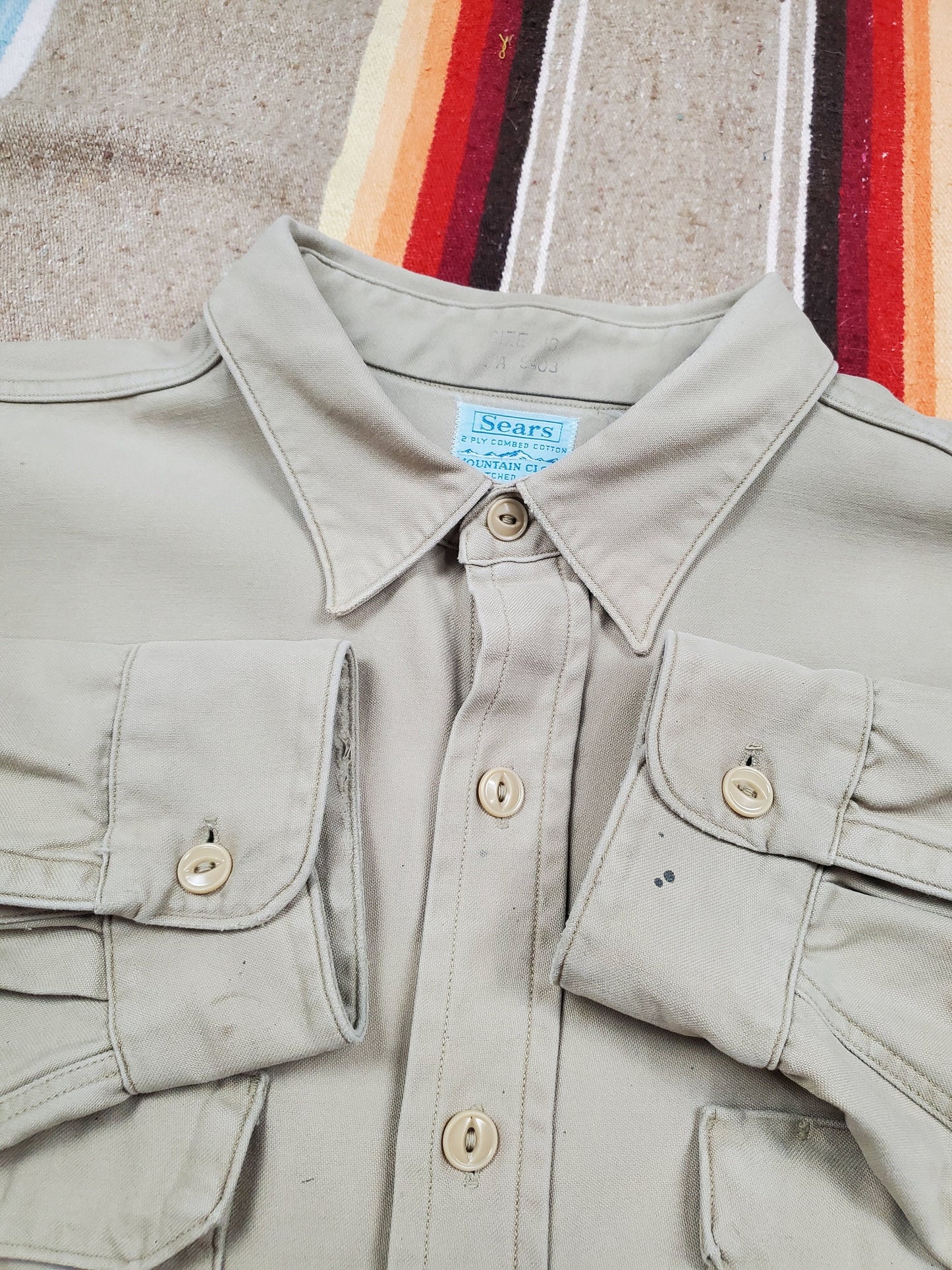 1960s Sears Roebucks Mountain Cloth Shirt Size XL