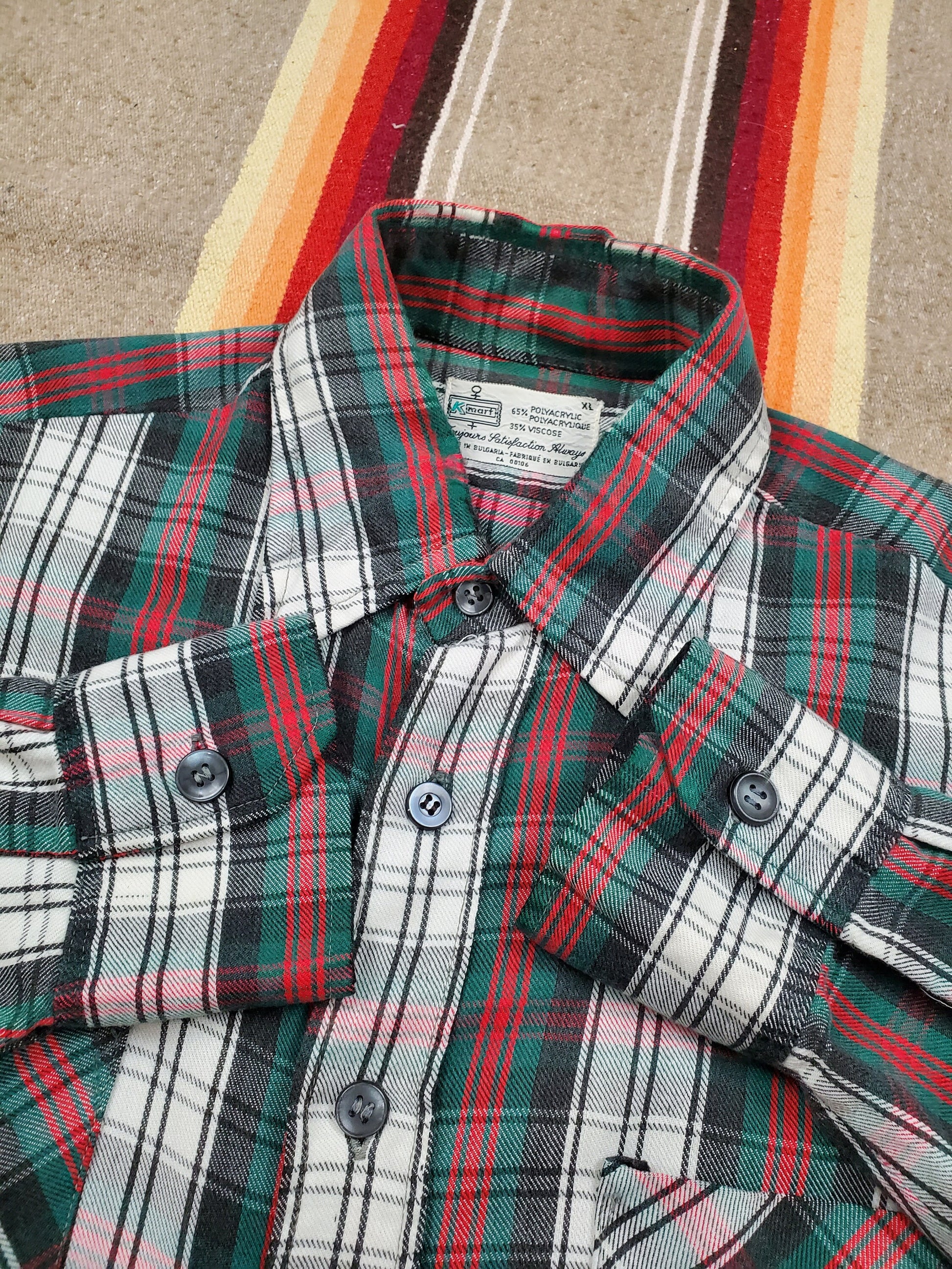 1970s/1980s K-Mart Plaid Shirt Size L