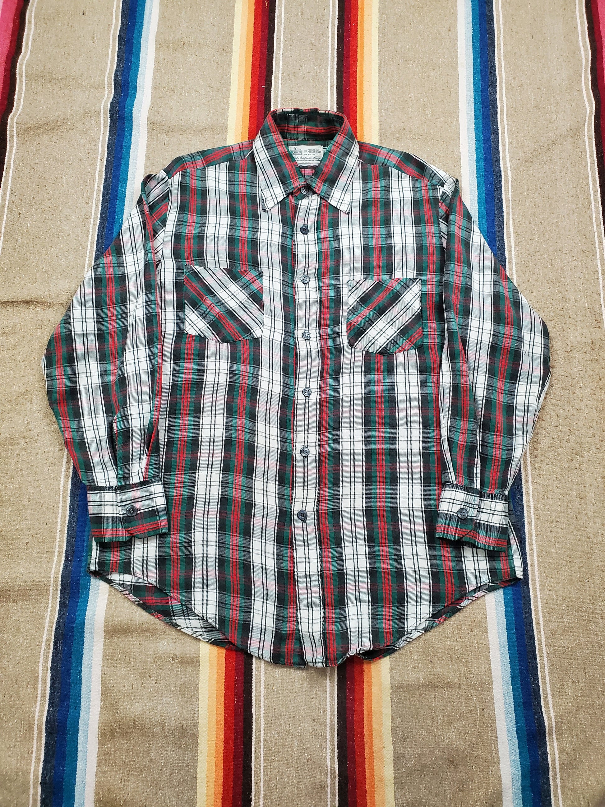 1970s/1980s K-Mart Plaid Shirt Size L