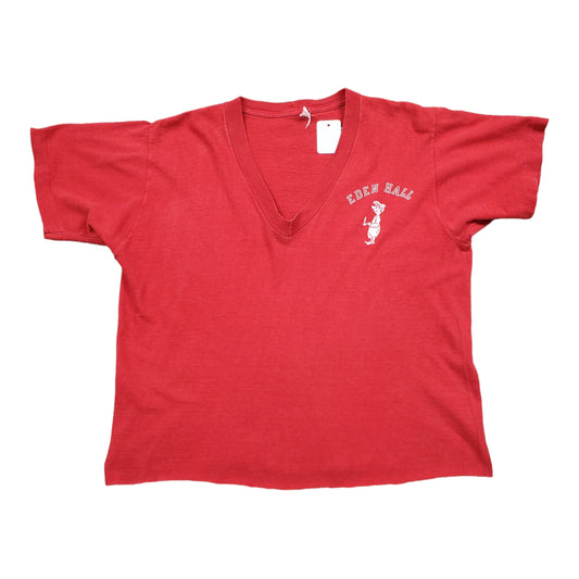 1980s/1990s Cropped Eden Hall V-Neck T-Shirt Size M