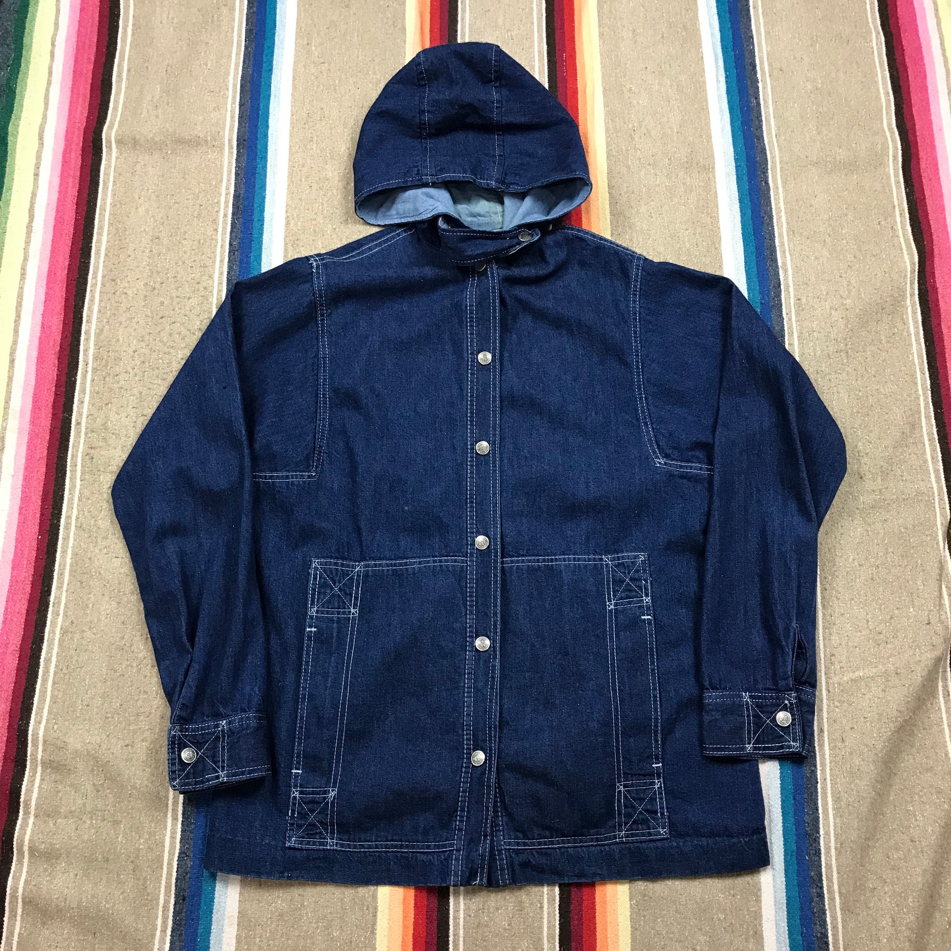 1970s Mushroom Makers INC Mushroom Denim Parka Jacket Women's Size L Men's Size S/M