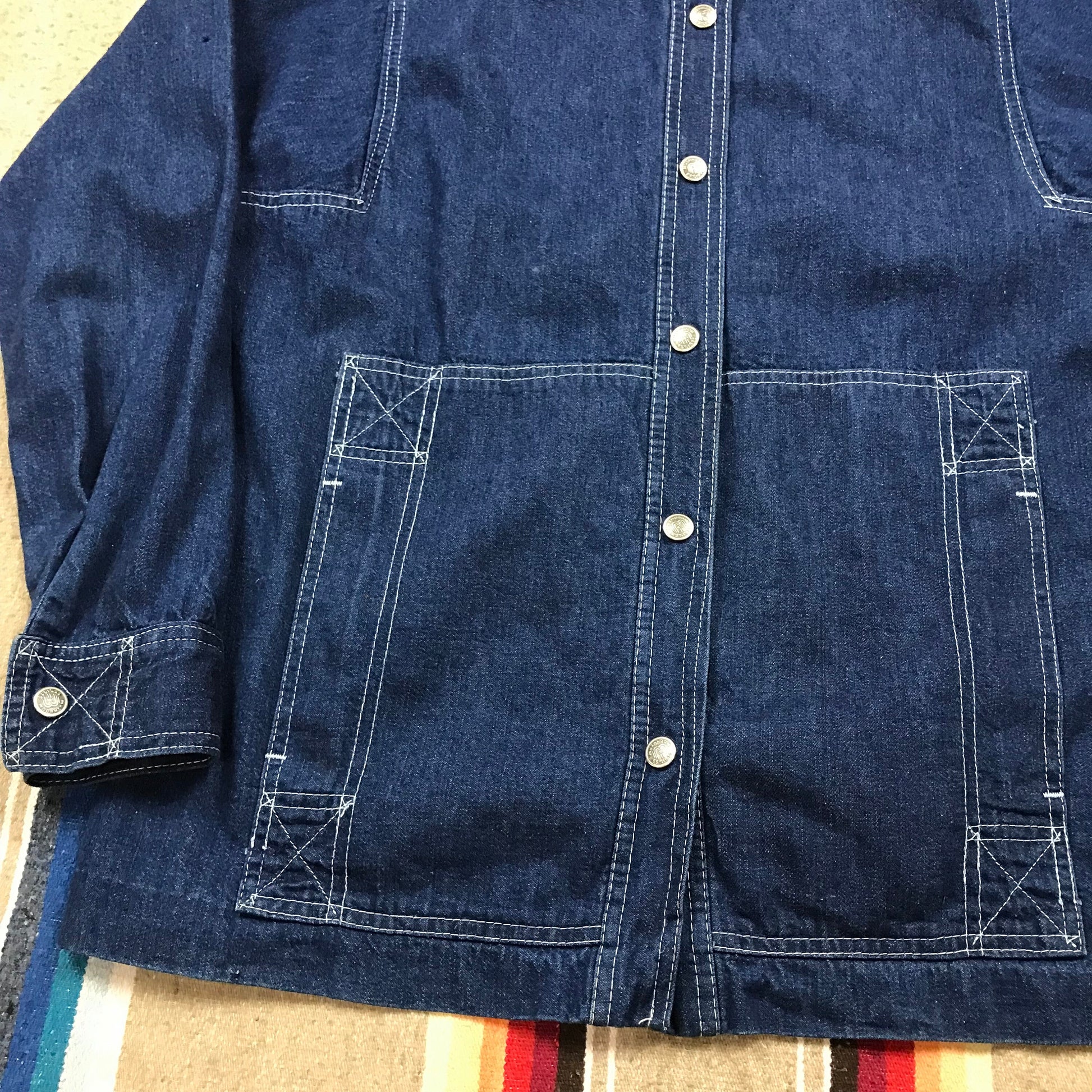 1970s Mushroom Makers INC Mushroom Denim Parka Jacket Women's Size L Men's Size S/M