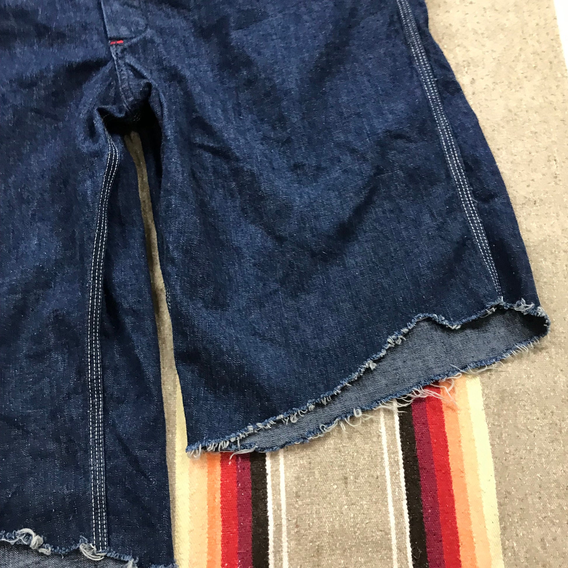 1960s Big Ben 8oz Sanforized Dark Blue Denim Cut-Off Overalls Made in USA Size 38