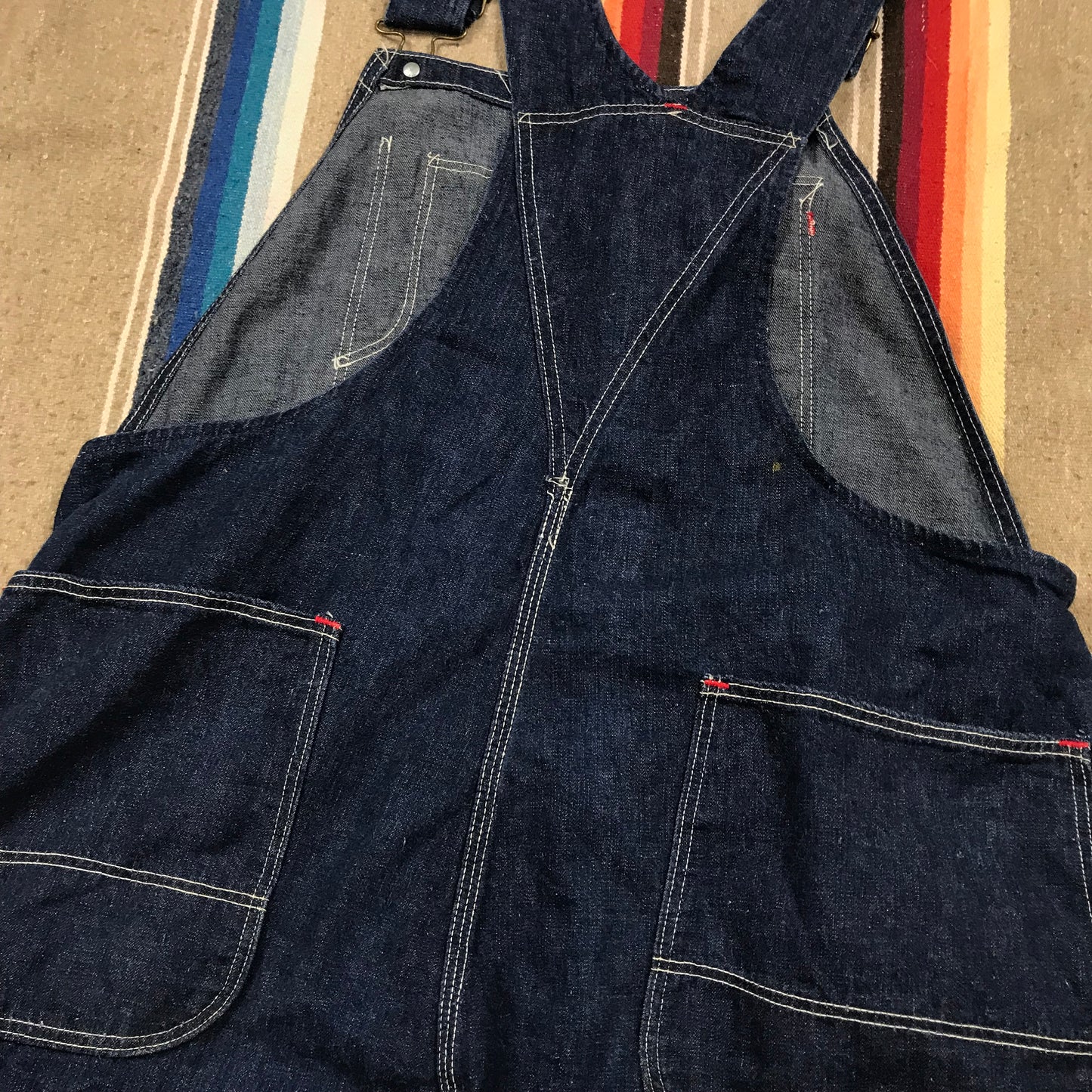 1960s Big Ben 8oz Sanforized Dark Blue Denim Cut-Off Overalls Made in USA Size 38
