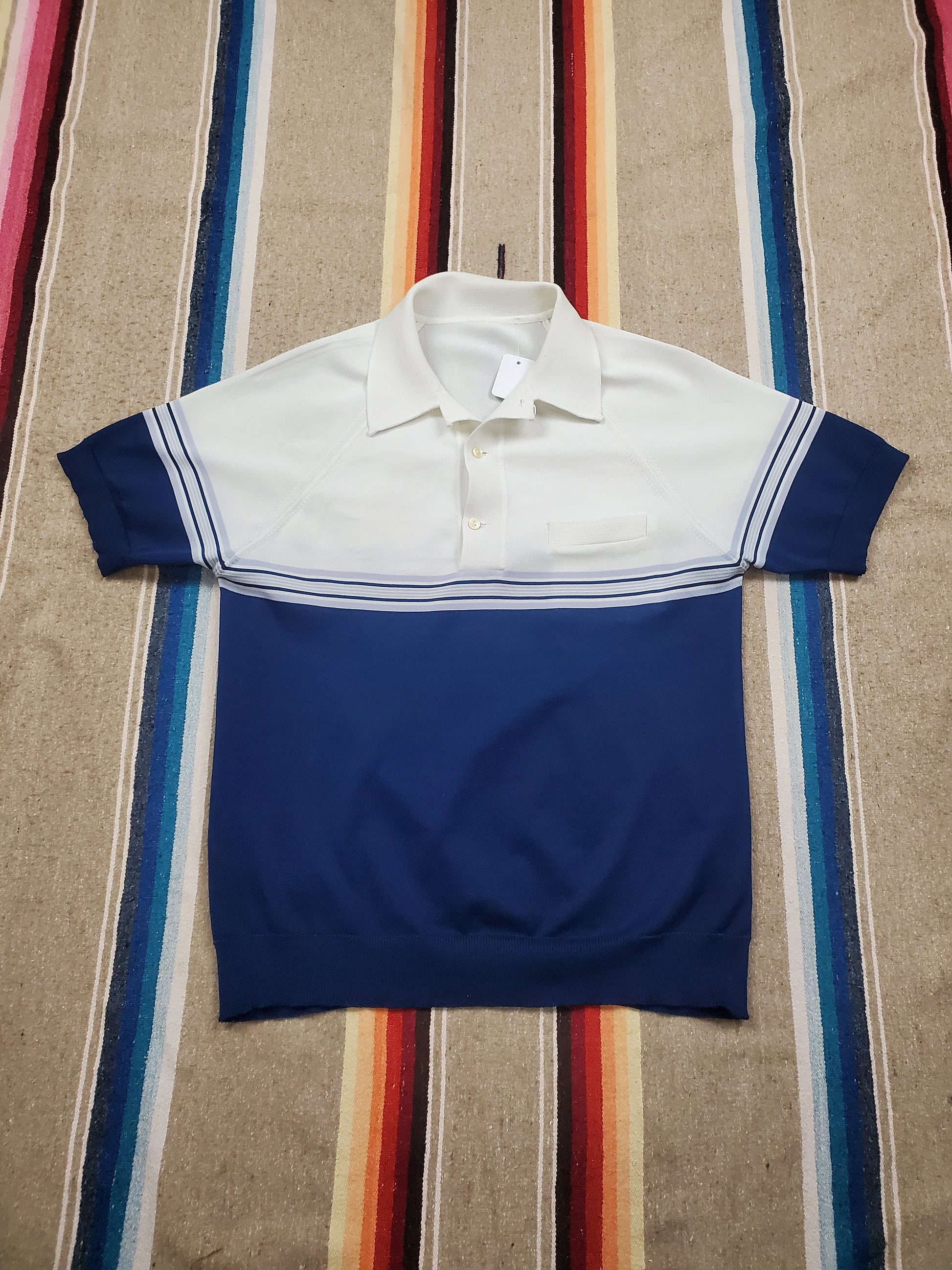 1970s/1980s Striped Knit Polo Shirt Size M